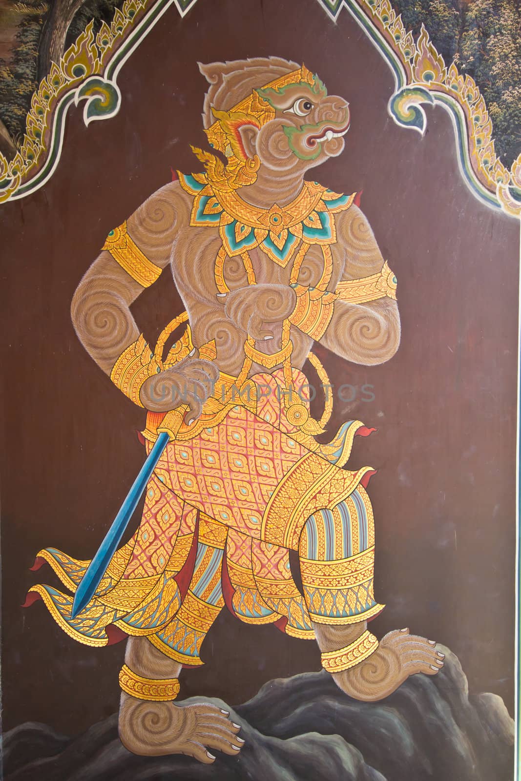 art thai painting on wall in temple  by lavoview