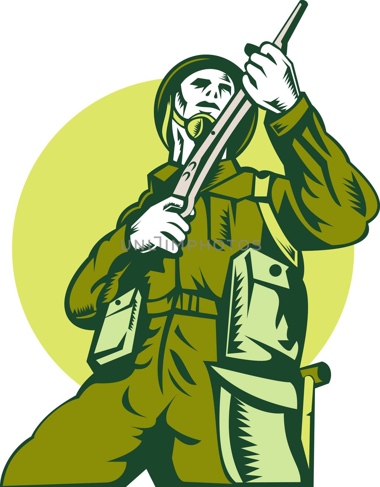 illustration of a world war two british Soldier with rifle 