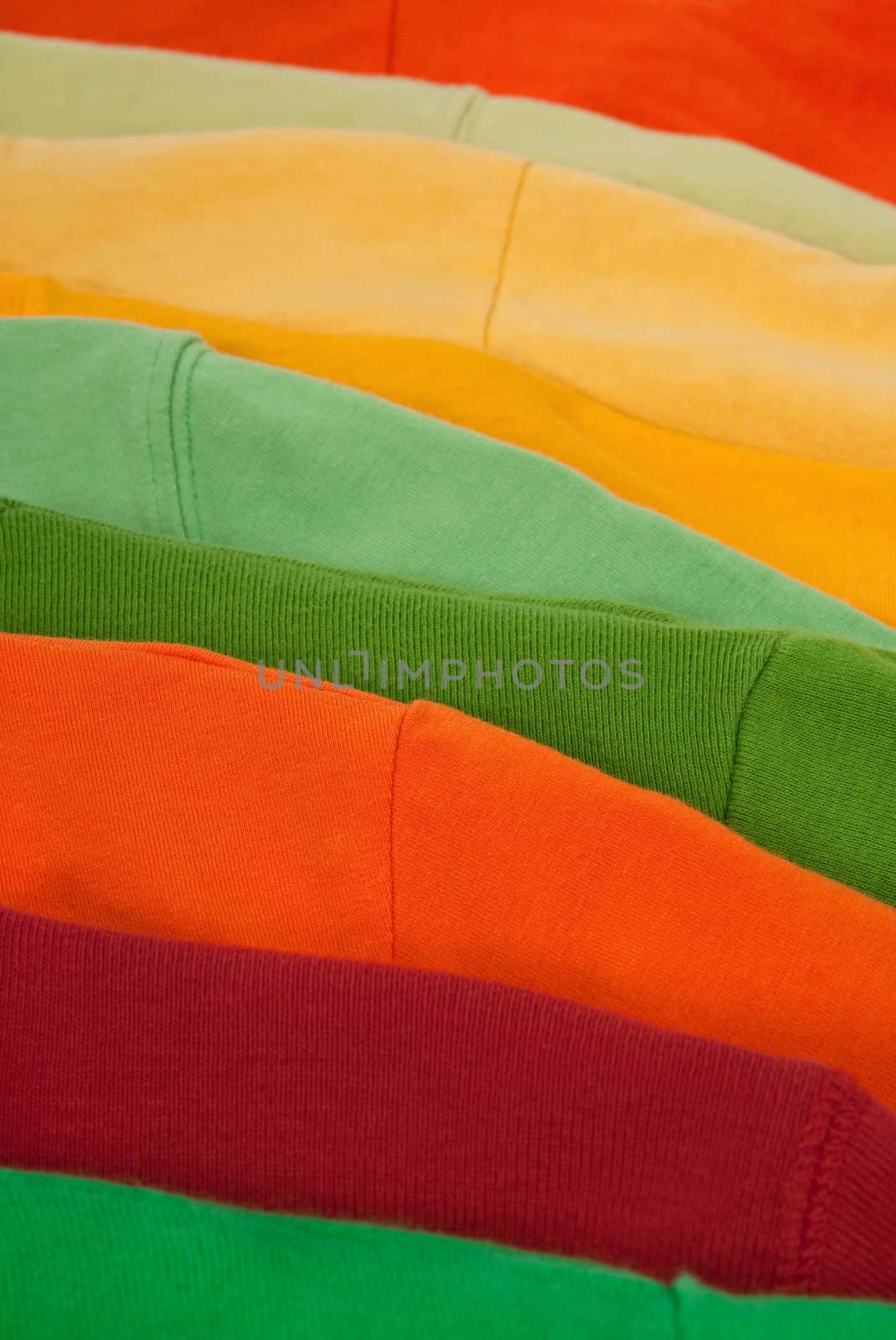 Close-up of multicolored clothing, abstract background.