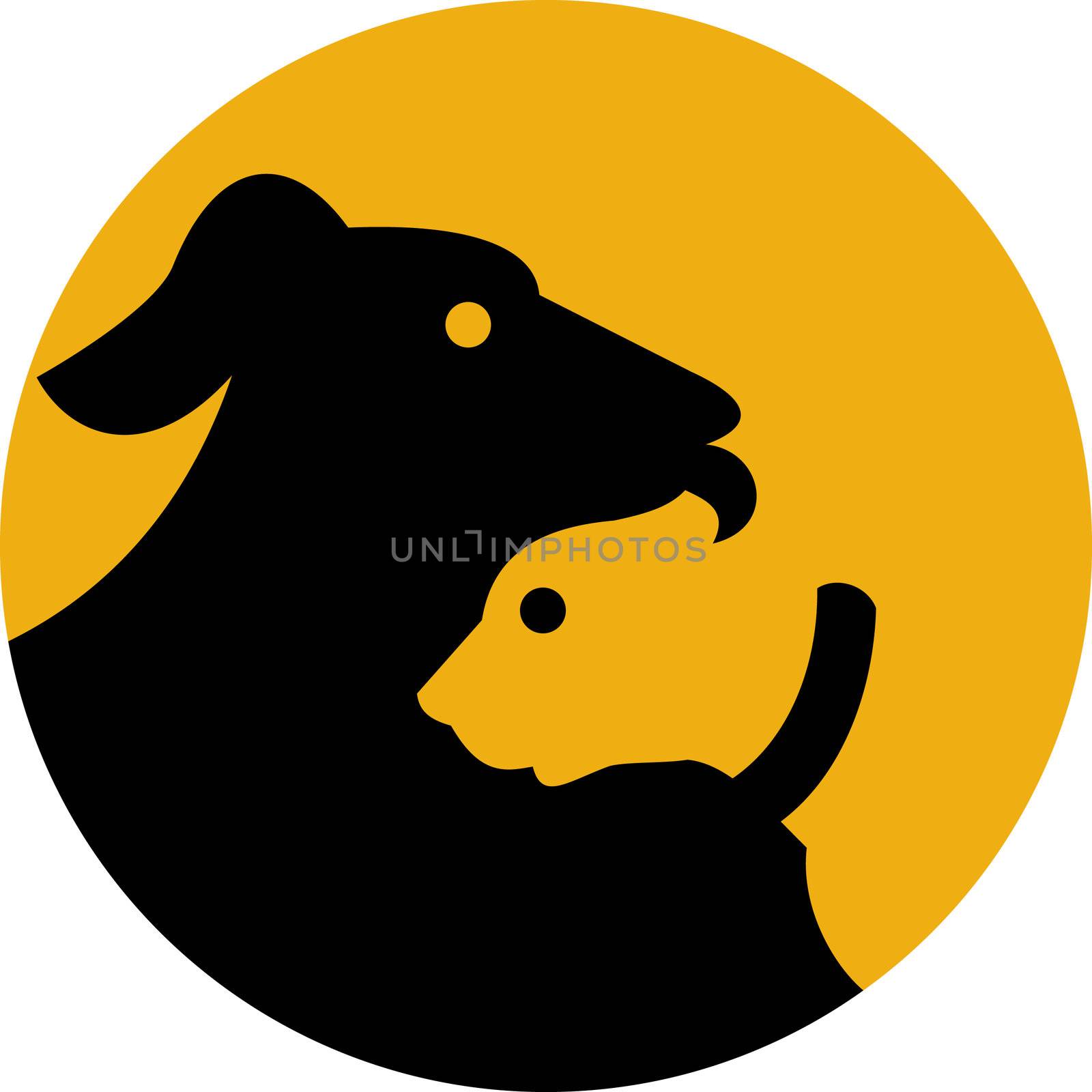 illustration of a sign, symbol or icon shown a dog and cat silhouette