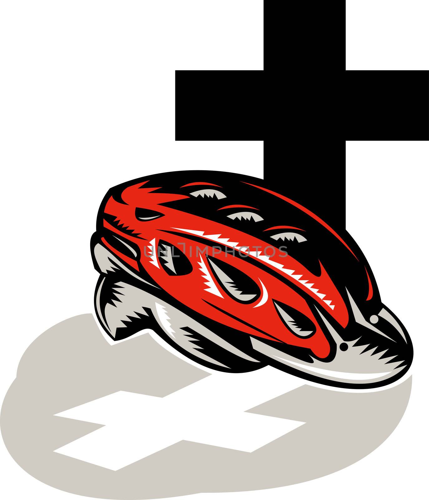 illustration of a cycling crash helmet with cross