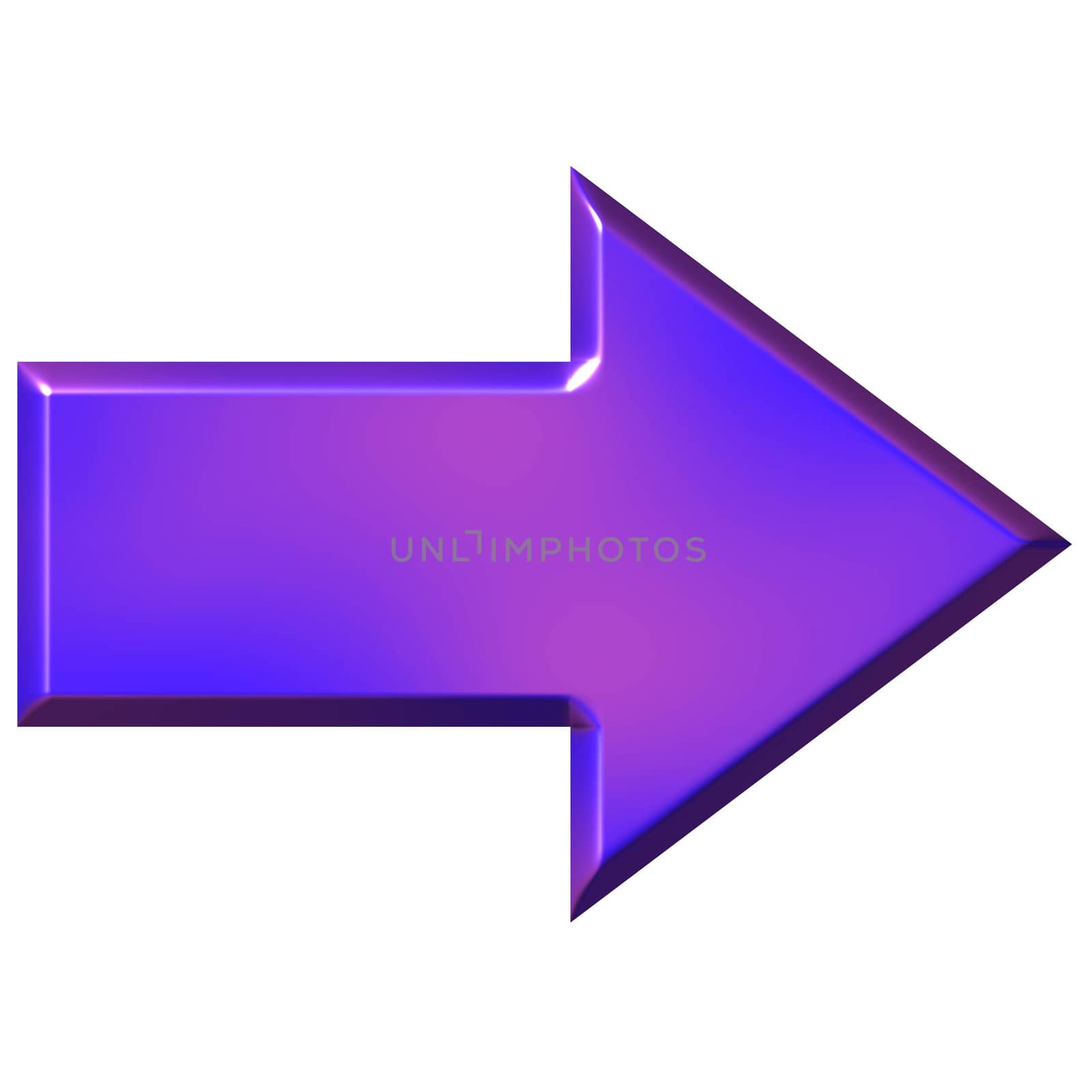 3d purple arrow isolated in white