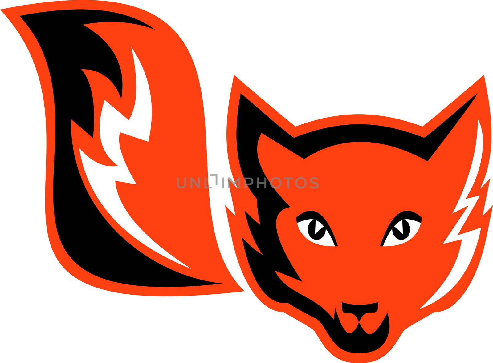 Imagery shows a red fox with tail done in two (2) colors.