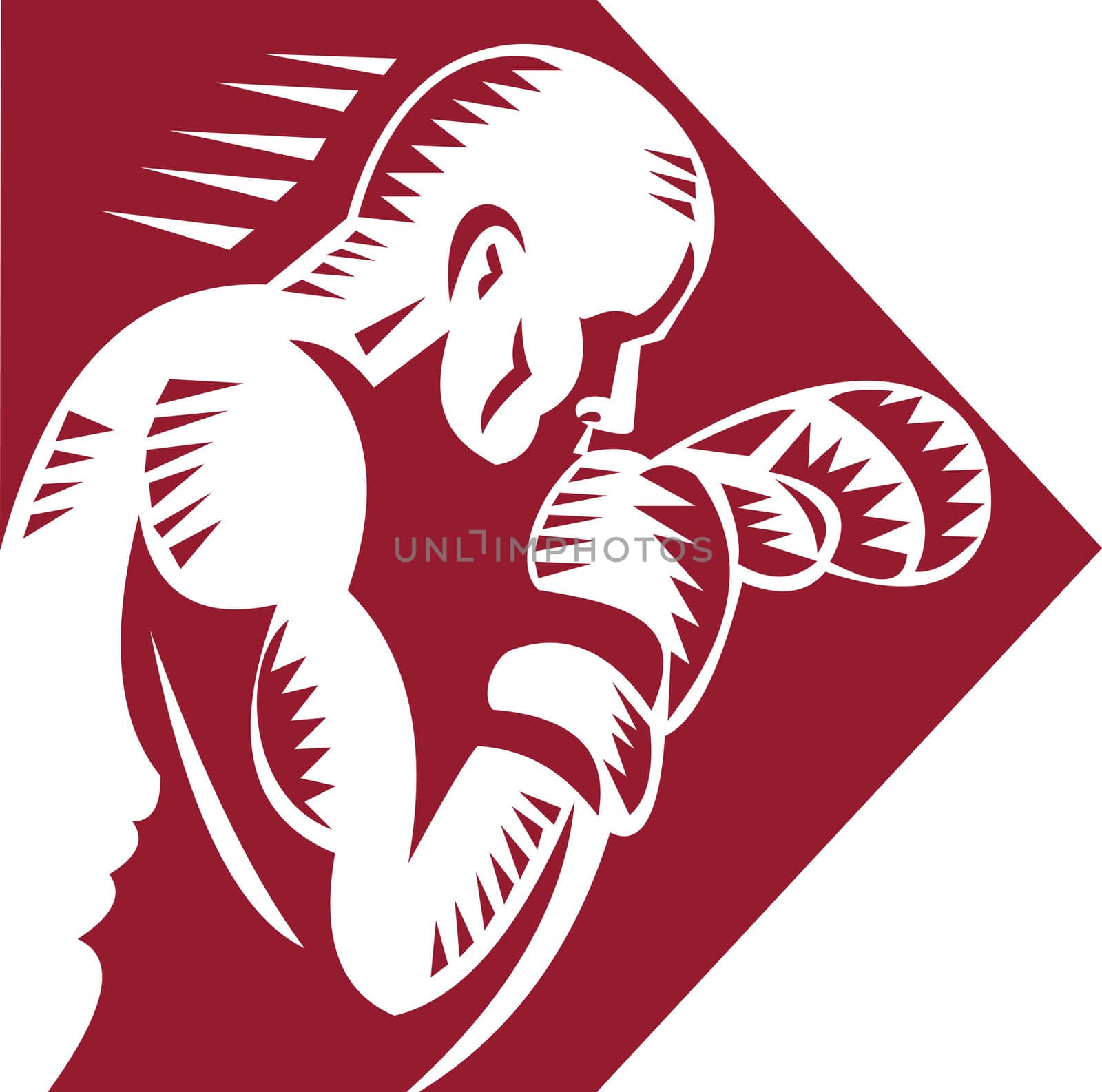 Imagery shows a boxer jabbing viewed from the side. Done in single color.