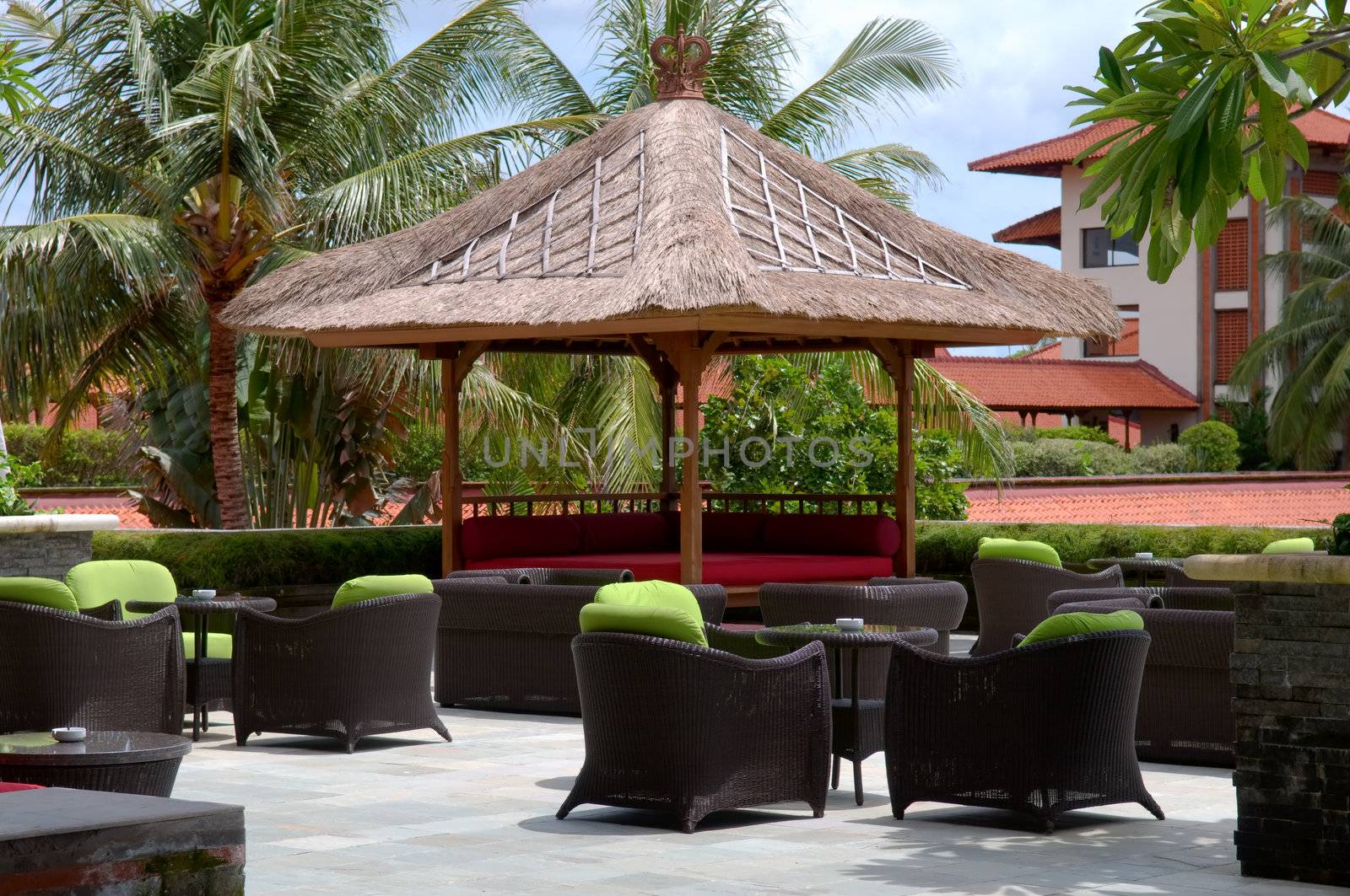 The outdoor coffee bar at resort
