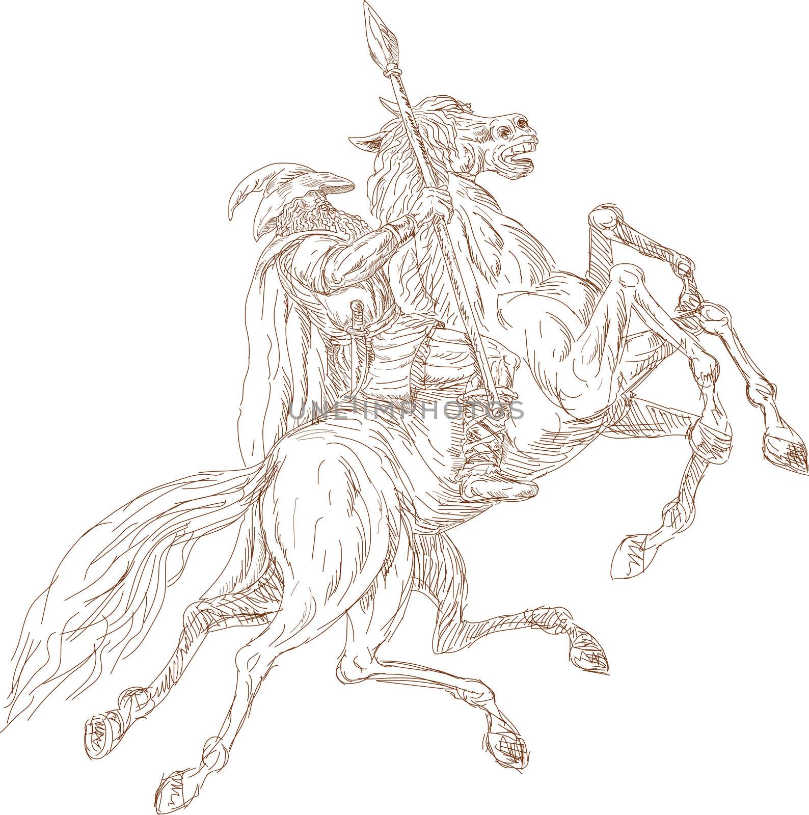 Norse God Odin riding eight-legged horse by patrimonio