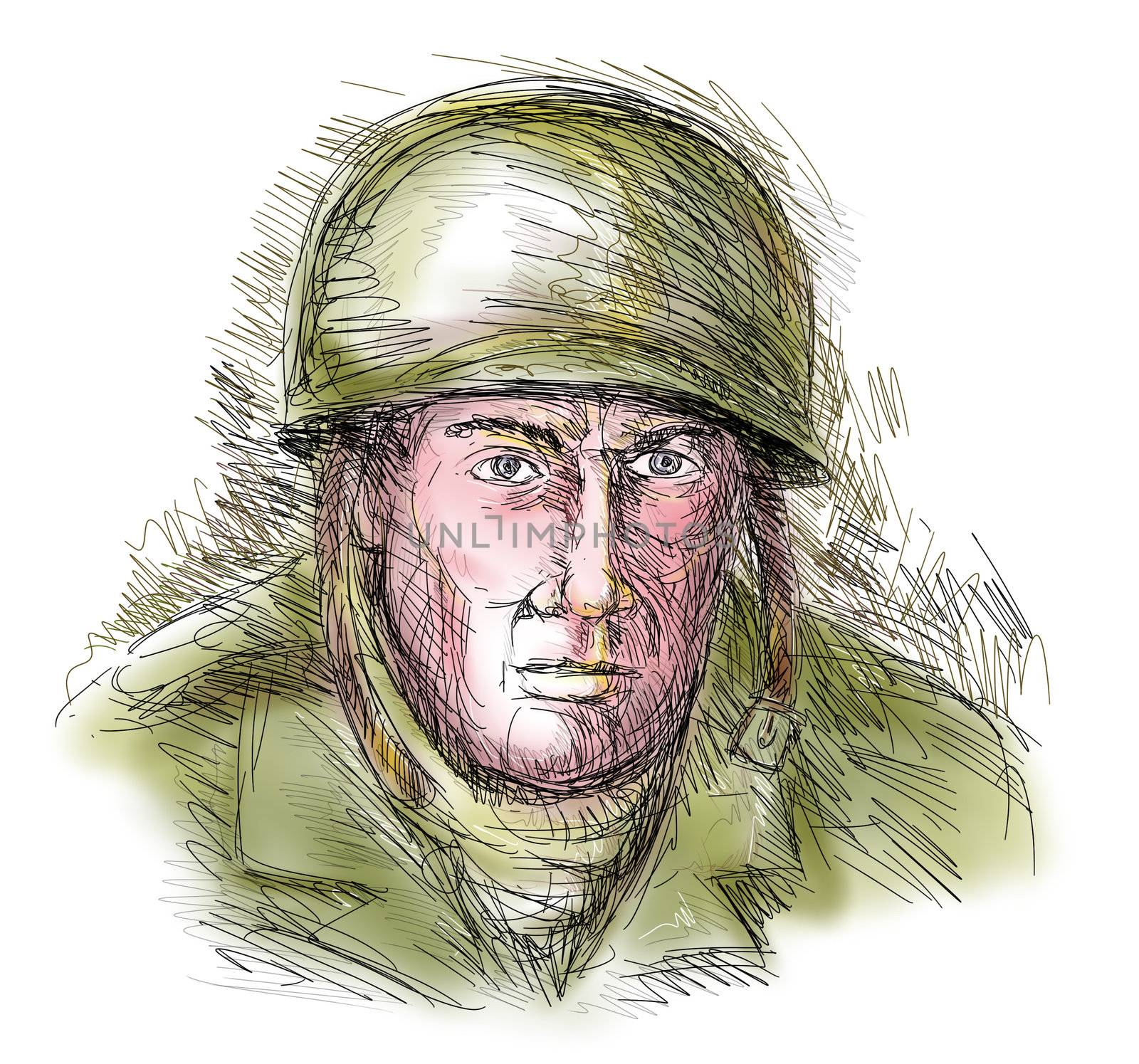 Portrait gritty World war two soldier by patrimonio