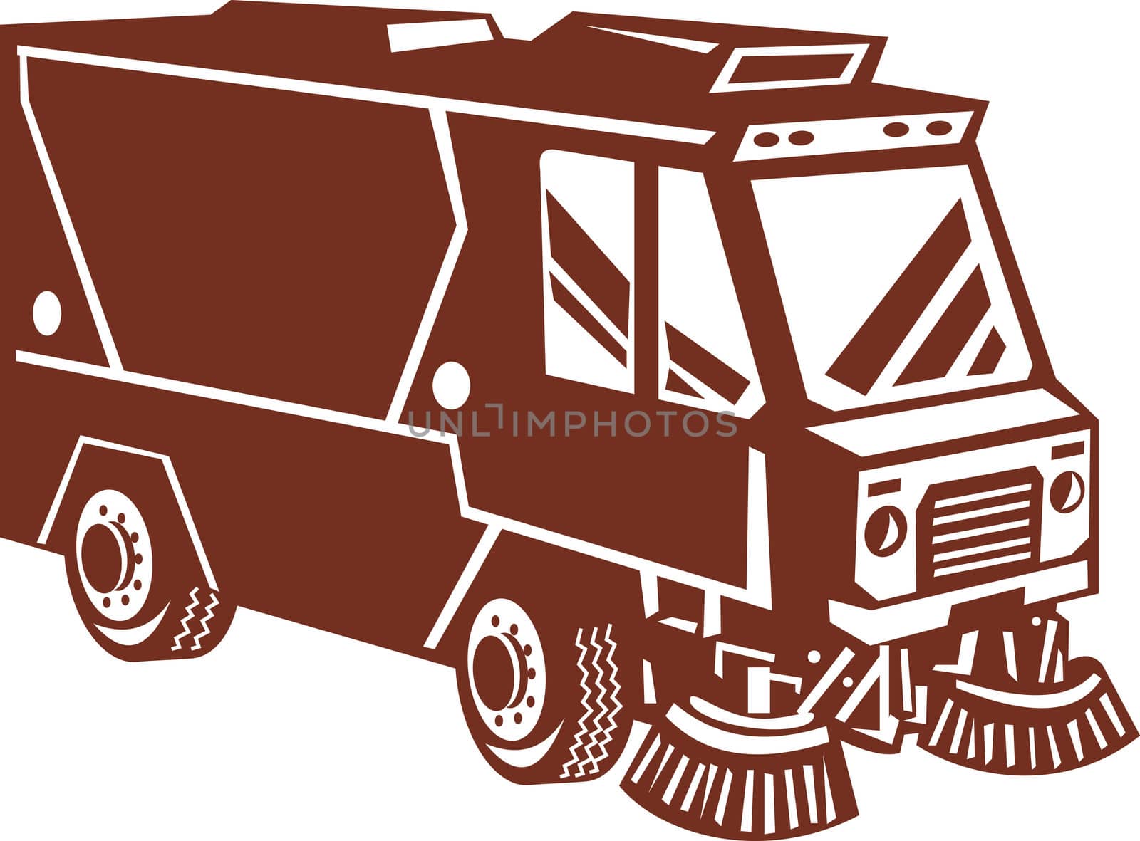 street sweeper cleaner truck isolated by patrimonio