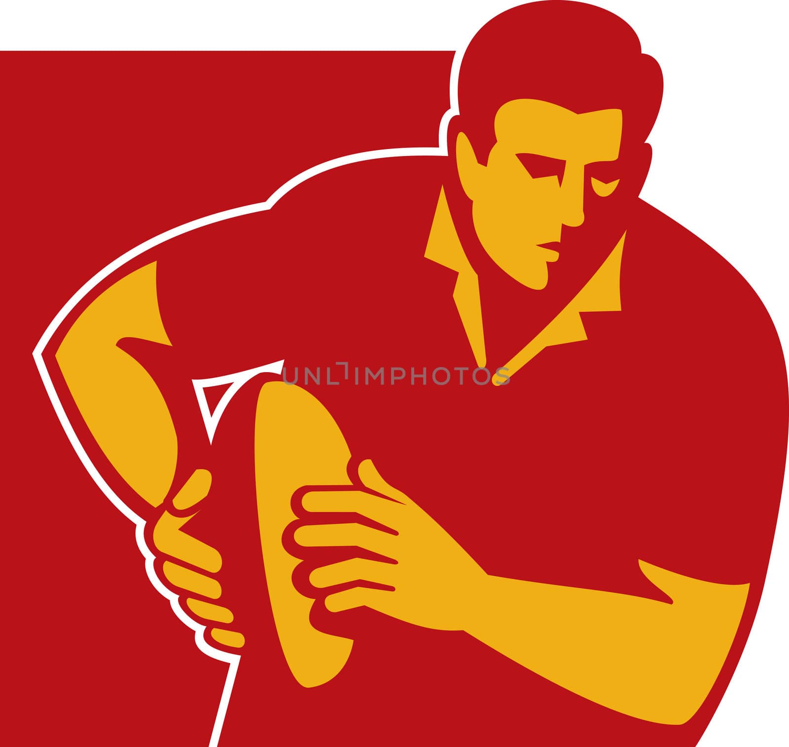 illustration of a rugby player running with the ball front