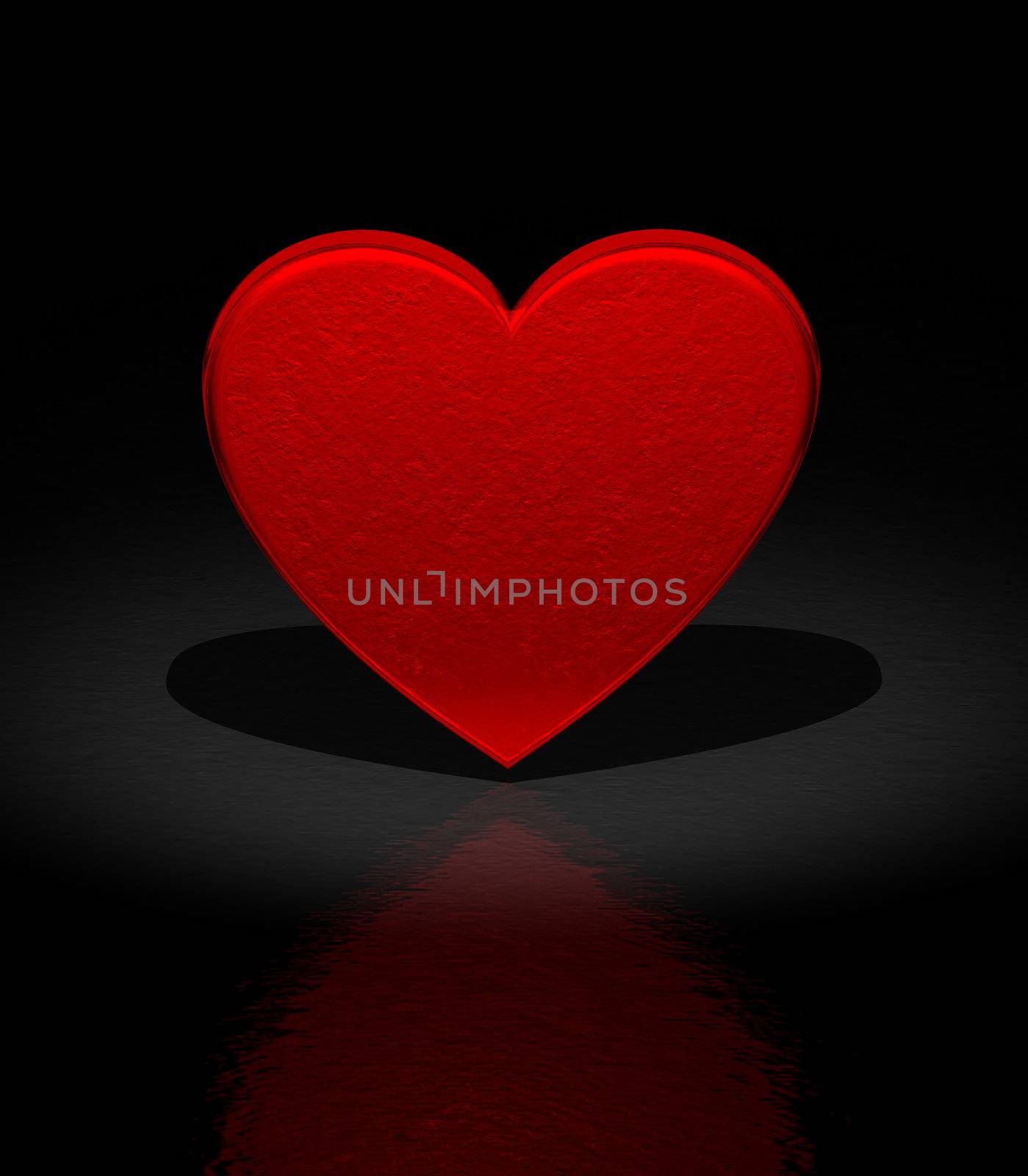 3d Red heart - Love background - Front view