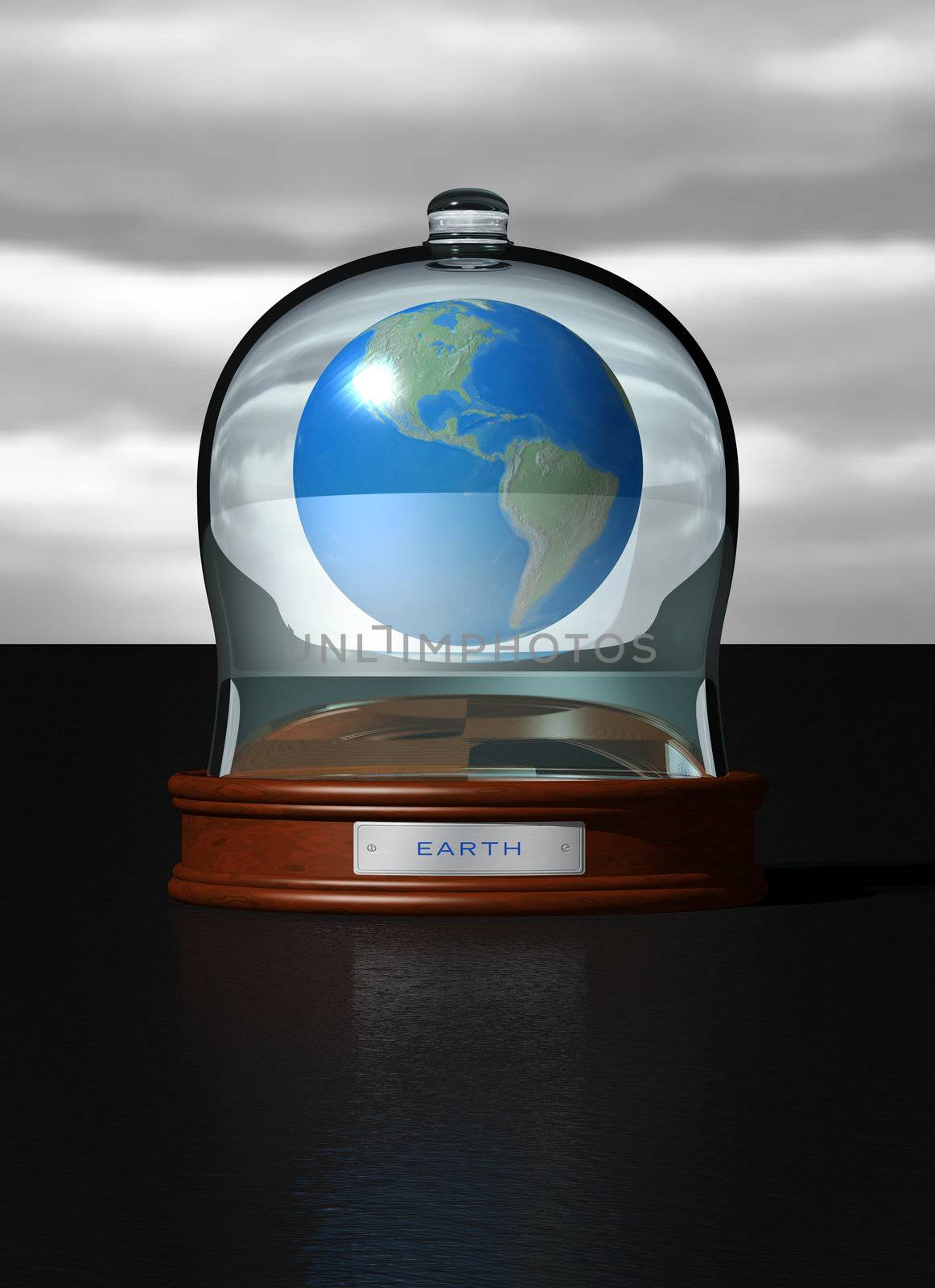 Fragil earth. Conceptual image: save the planet. 3D image.