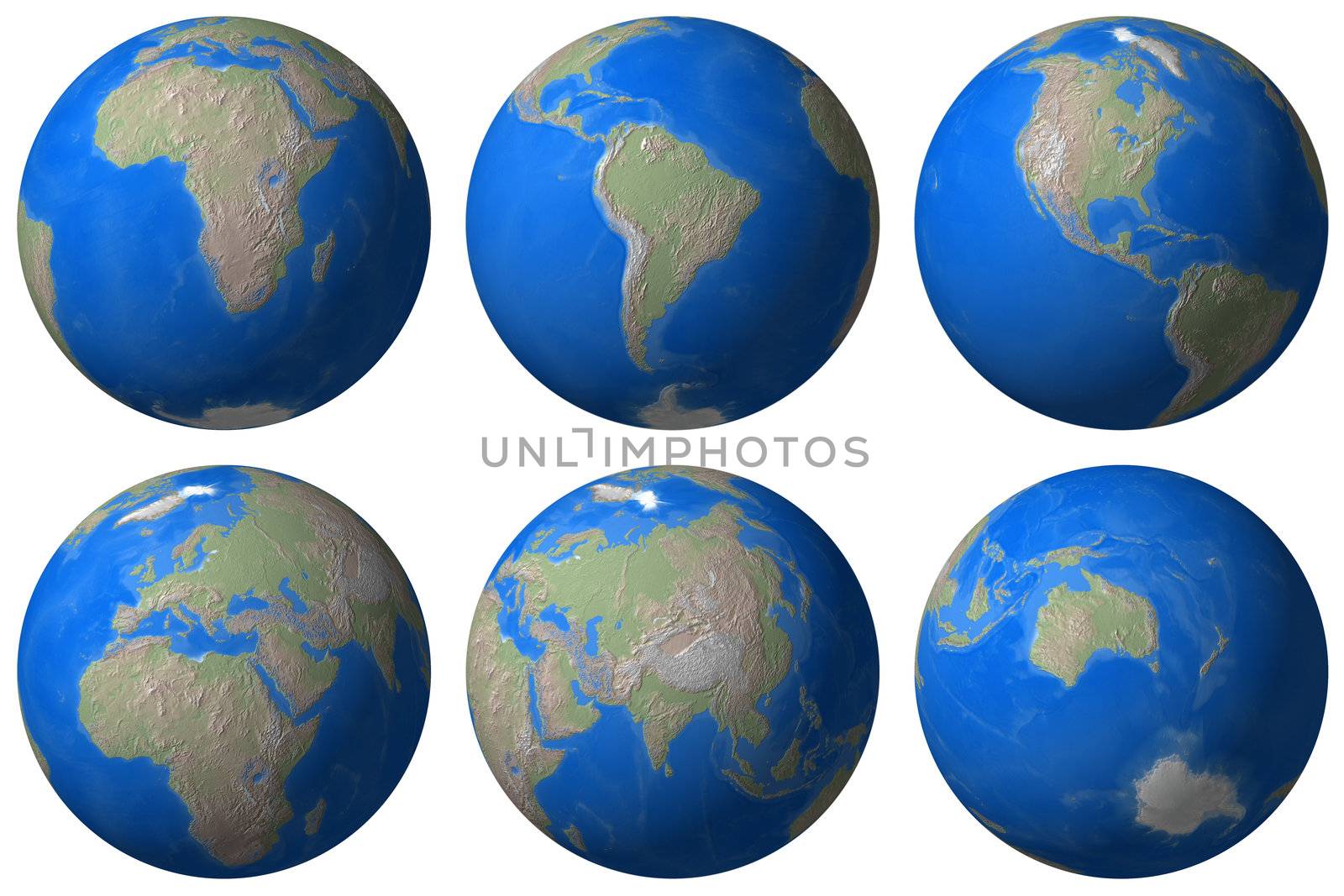 World Globe - Earth different view - isolated