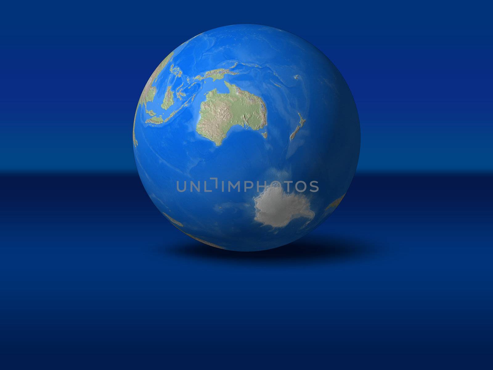 World Globe on blue graphic background
Australia view