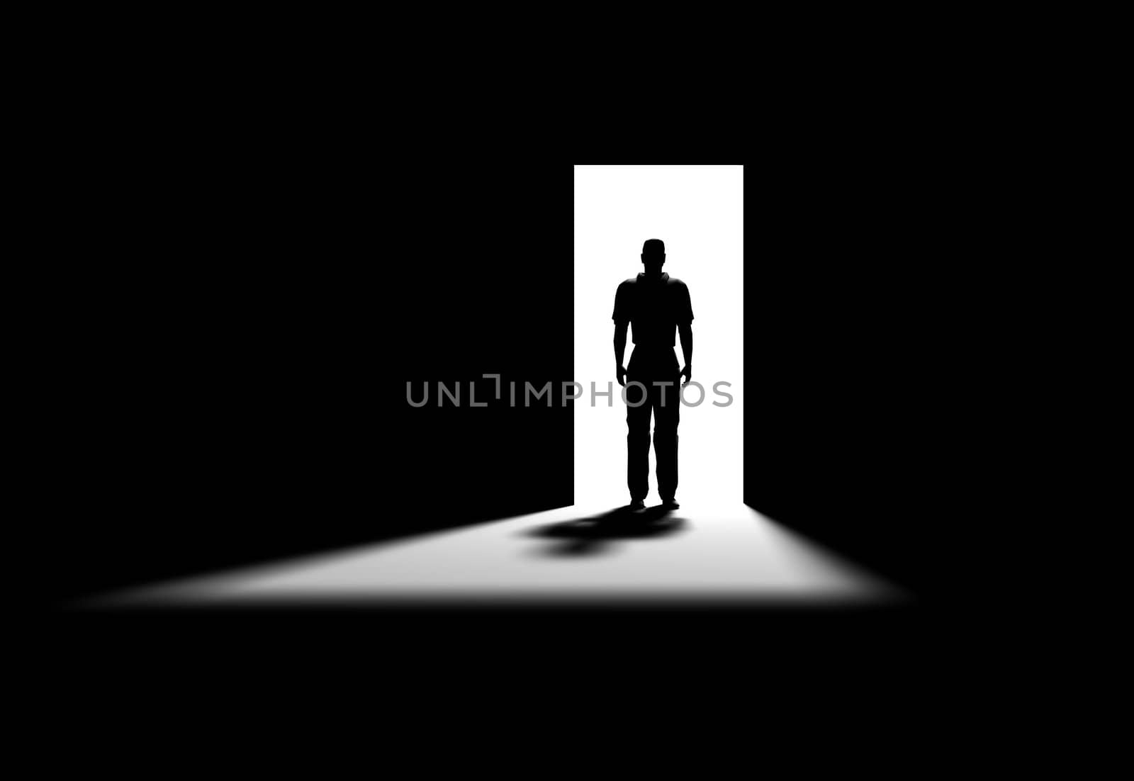 Inside a room with man on the opened door