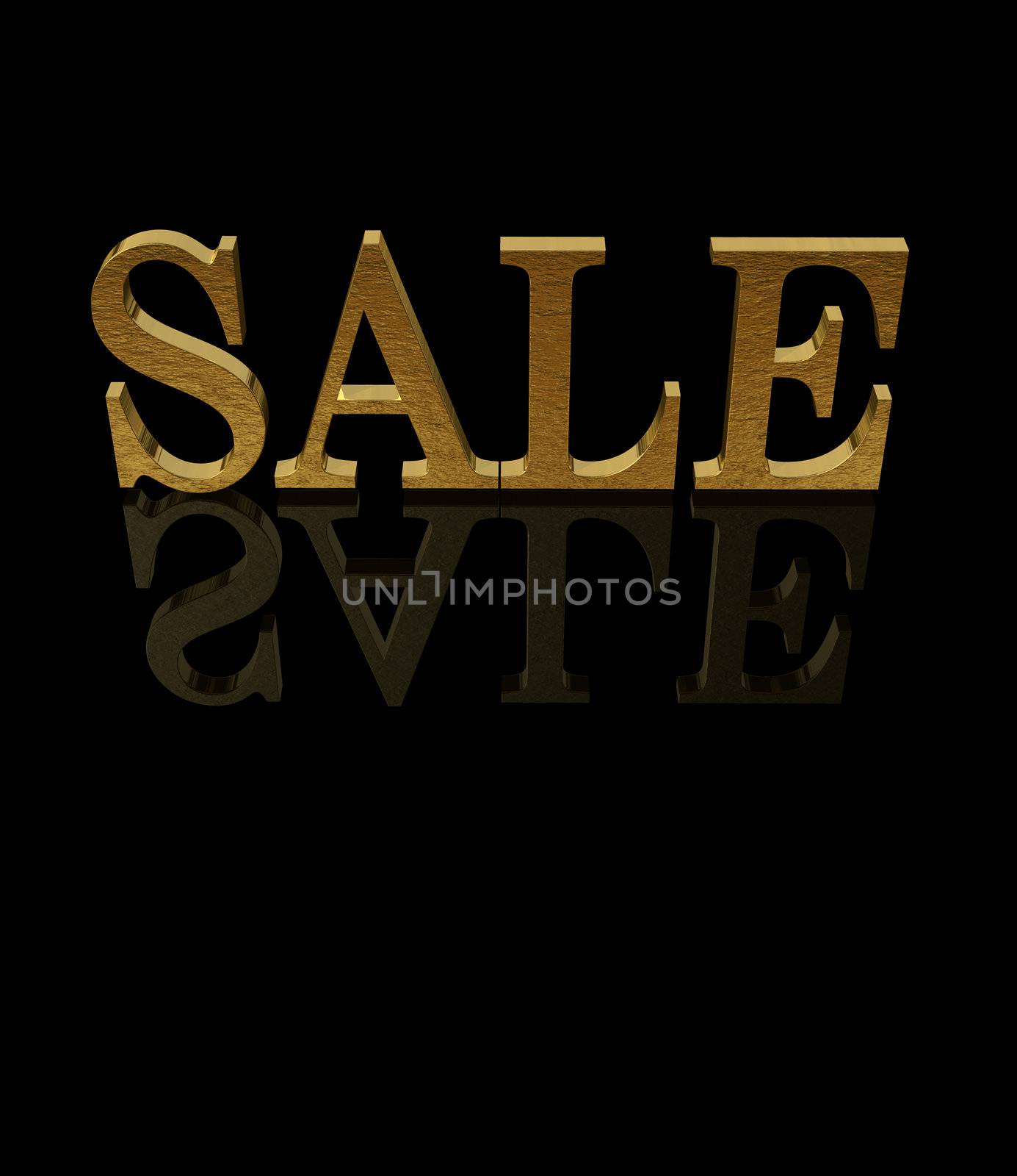 gold sale - 3d on black background