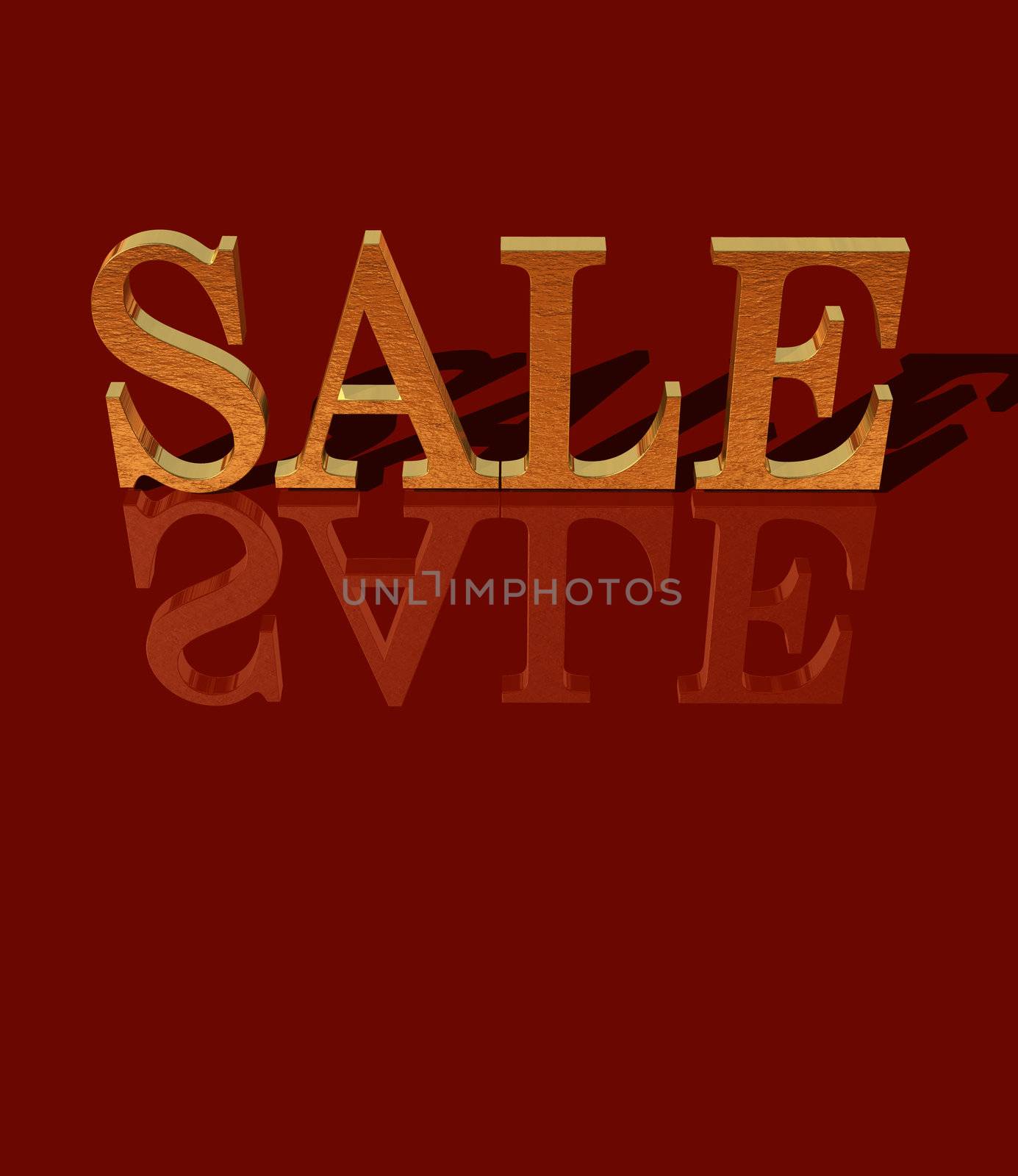 gold sale - 3d on red background