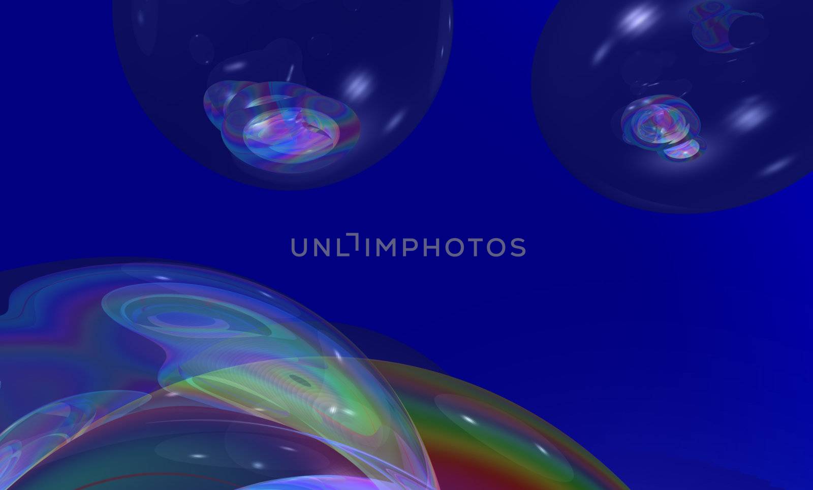 Multicolor bubbles on a Blue background