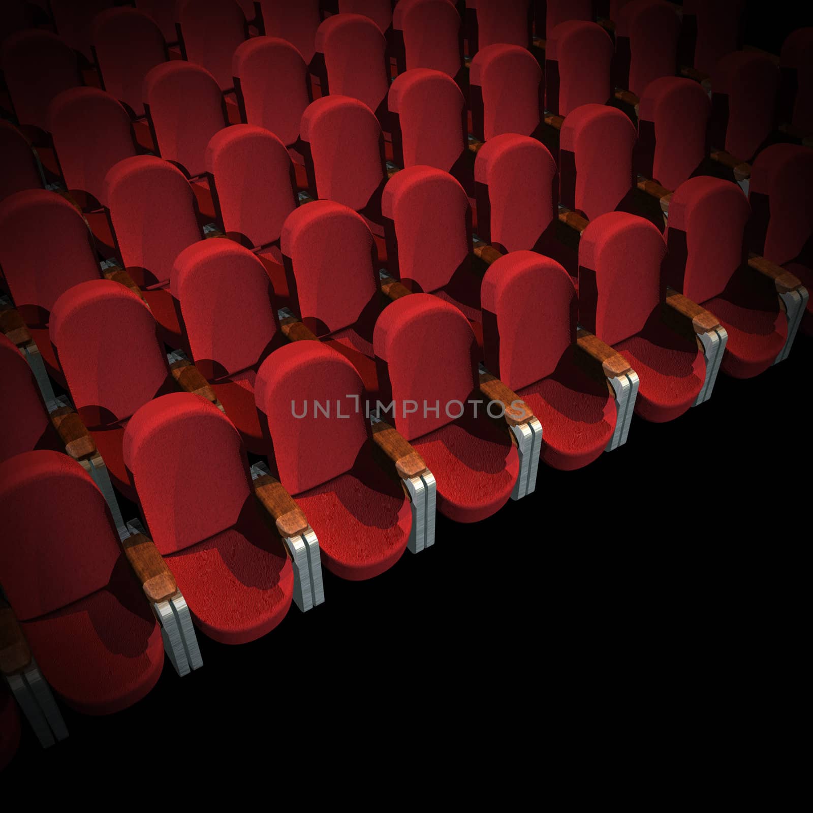 Red Seat at Movie Show (3D image)