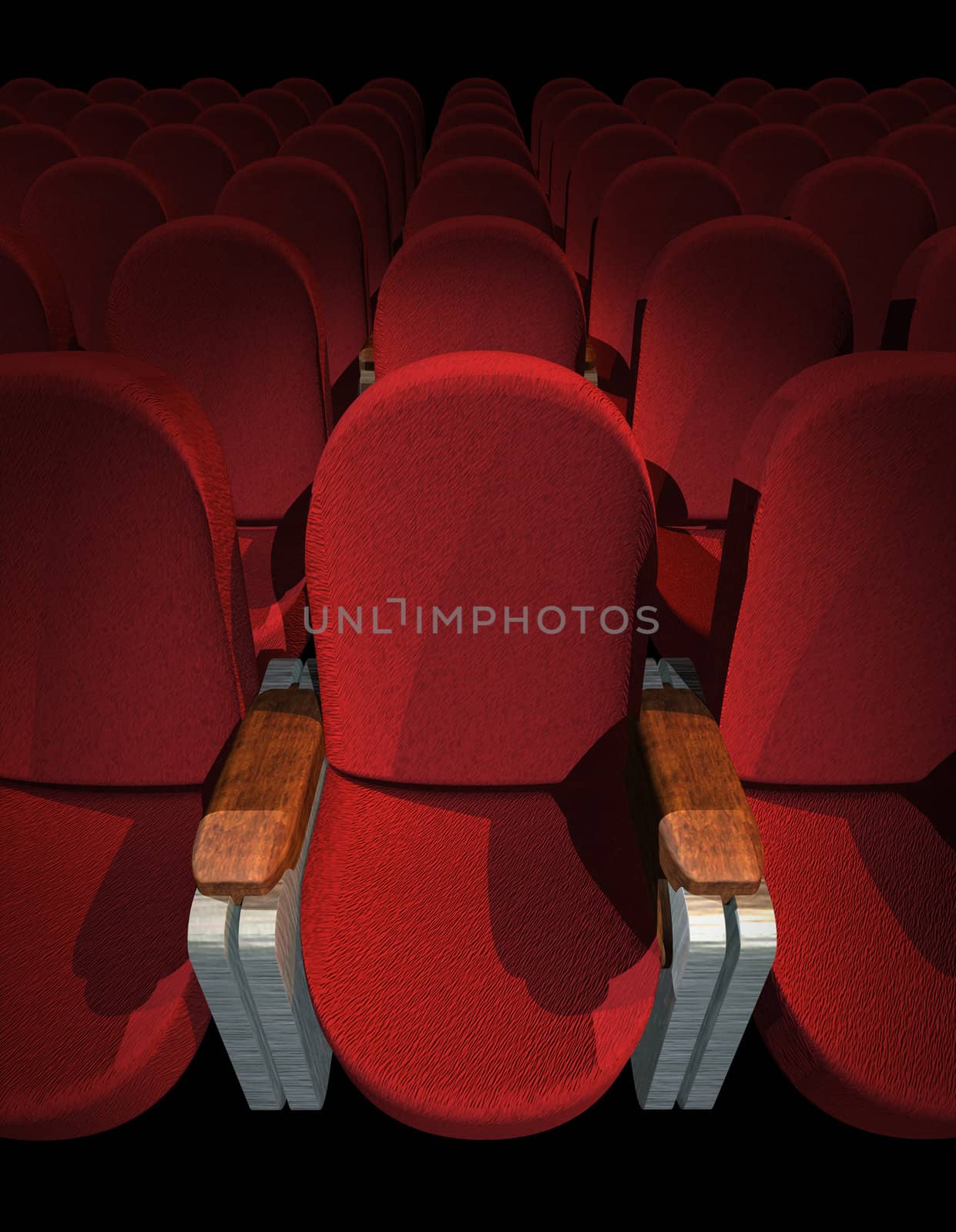 Red Seat at Movie Show (3D image)