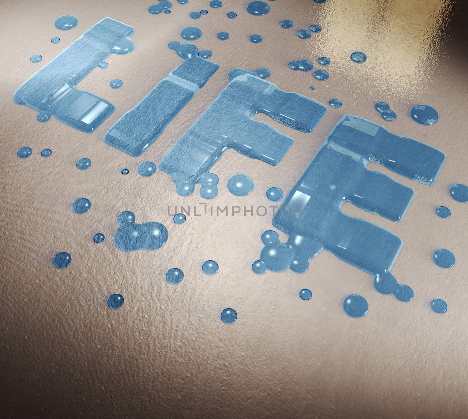 Water letter write LIFE, 3d concept image