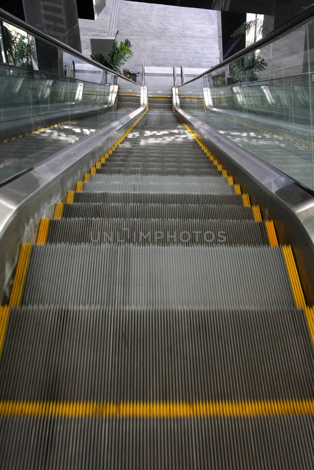 Steep escalator at an airport