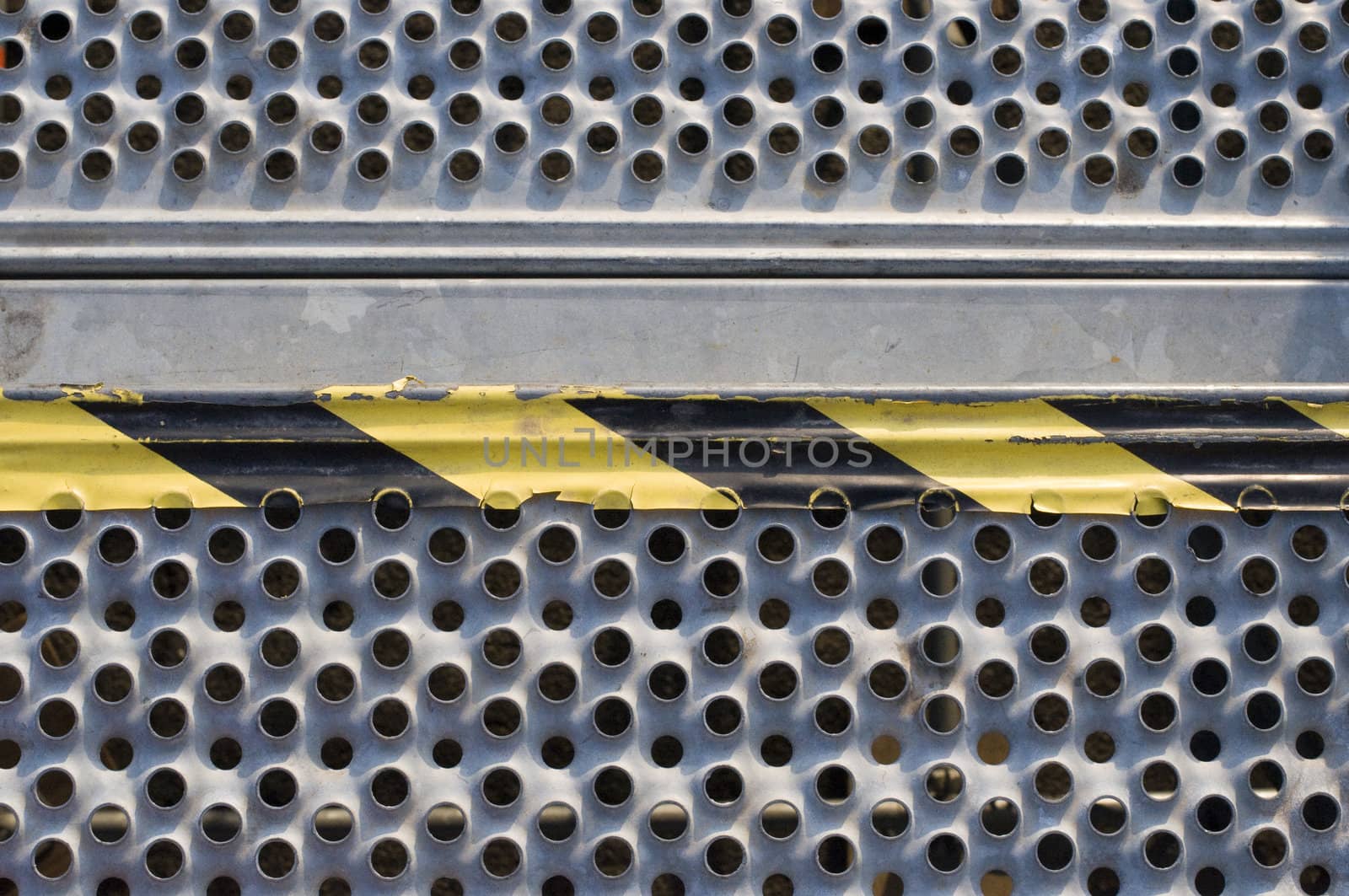 Grunge metal Plate pattern and yellow/black work banner