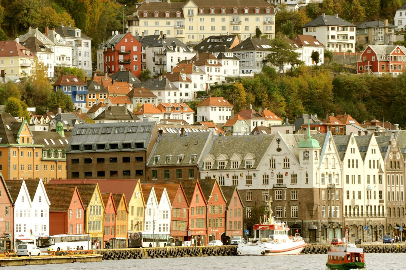 Veiw on the olg city of Bergen, Norway