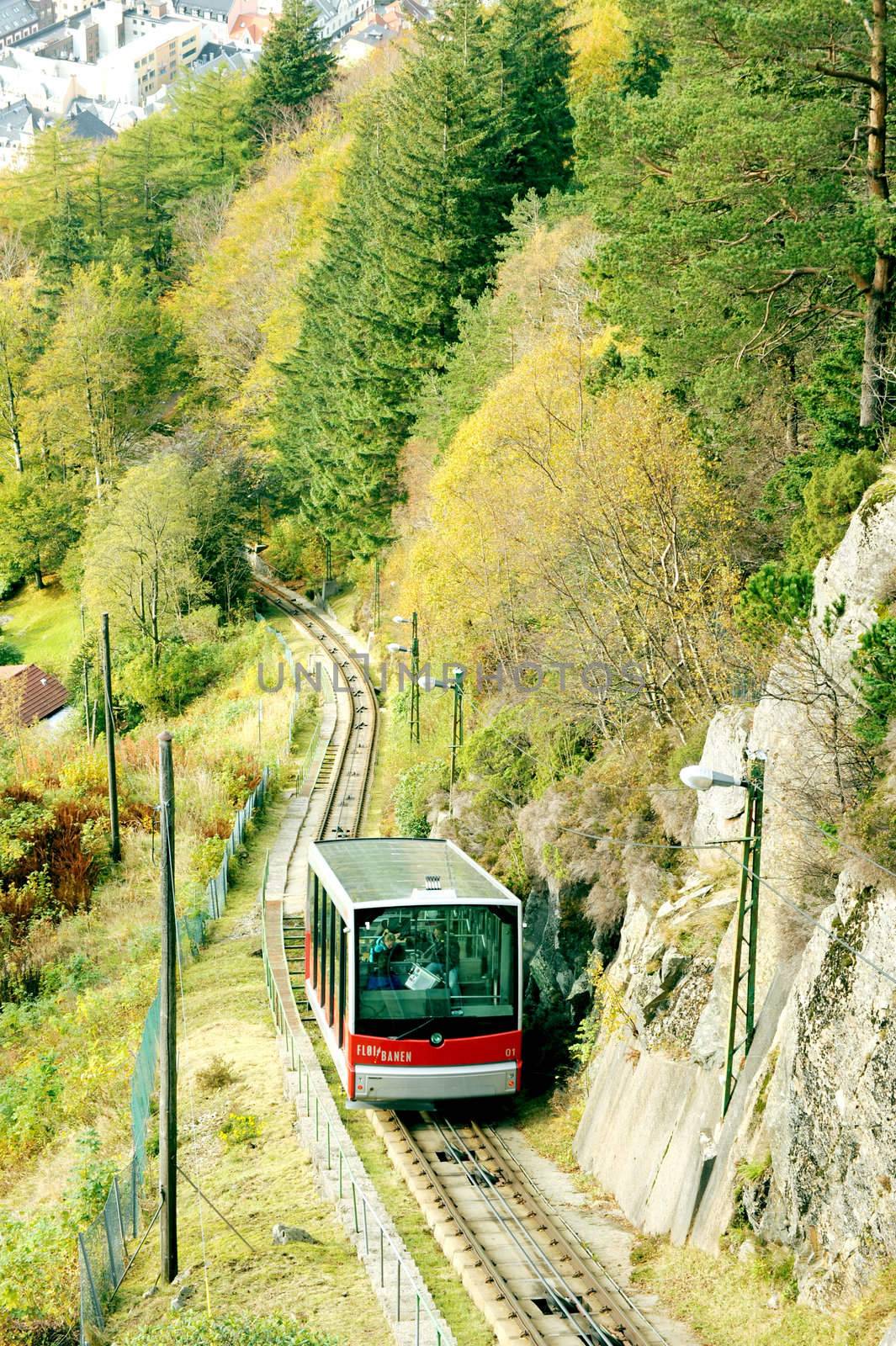 Cable car in Bergen, Norway, taken on October 2010 