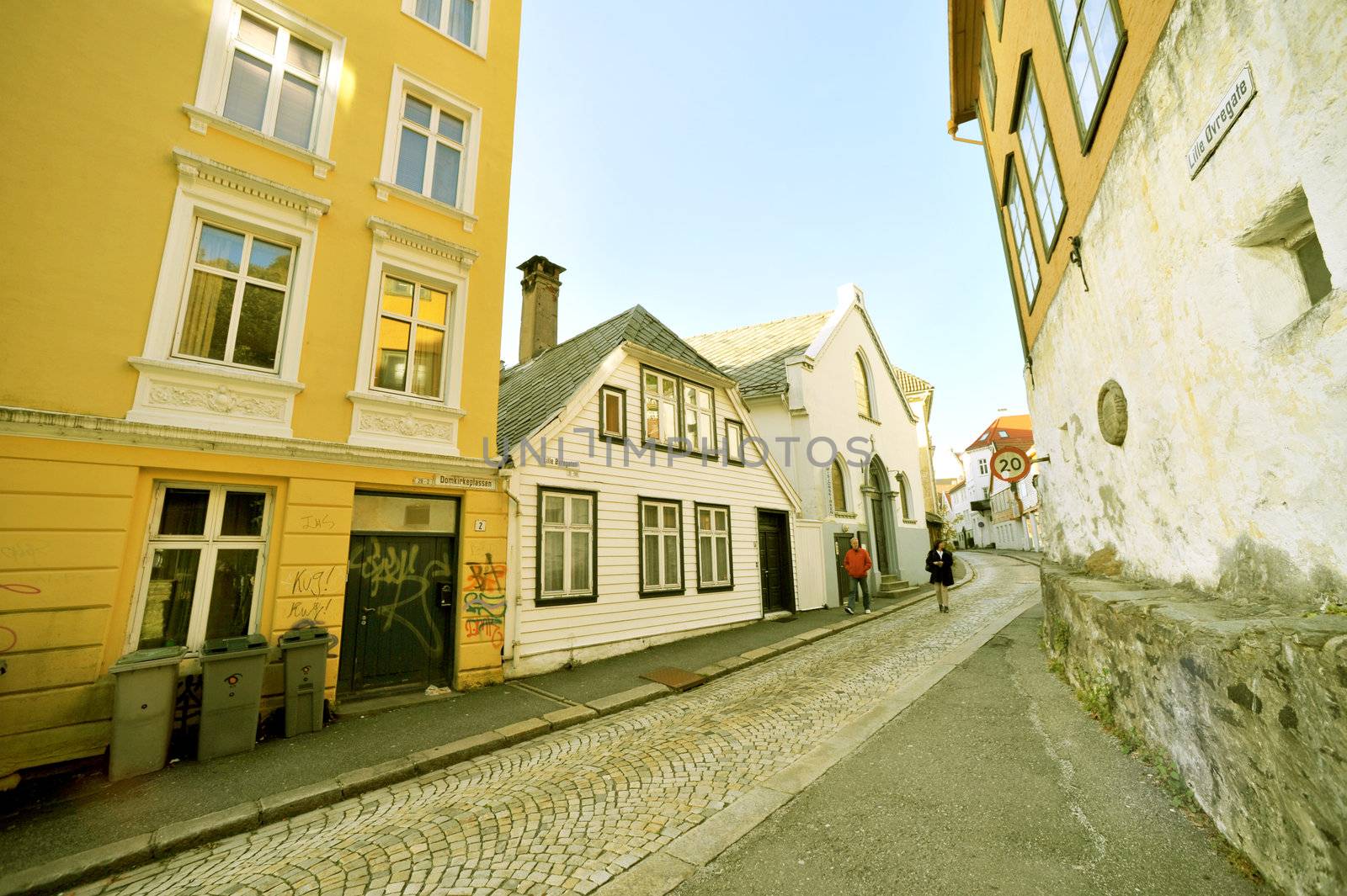 View on the old street in Bergen, Norway