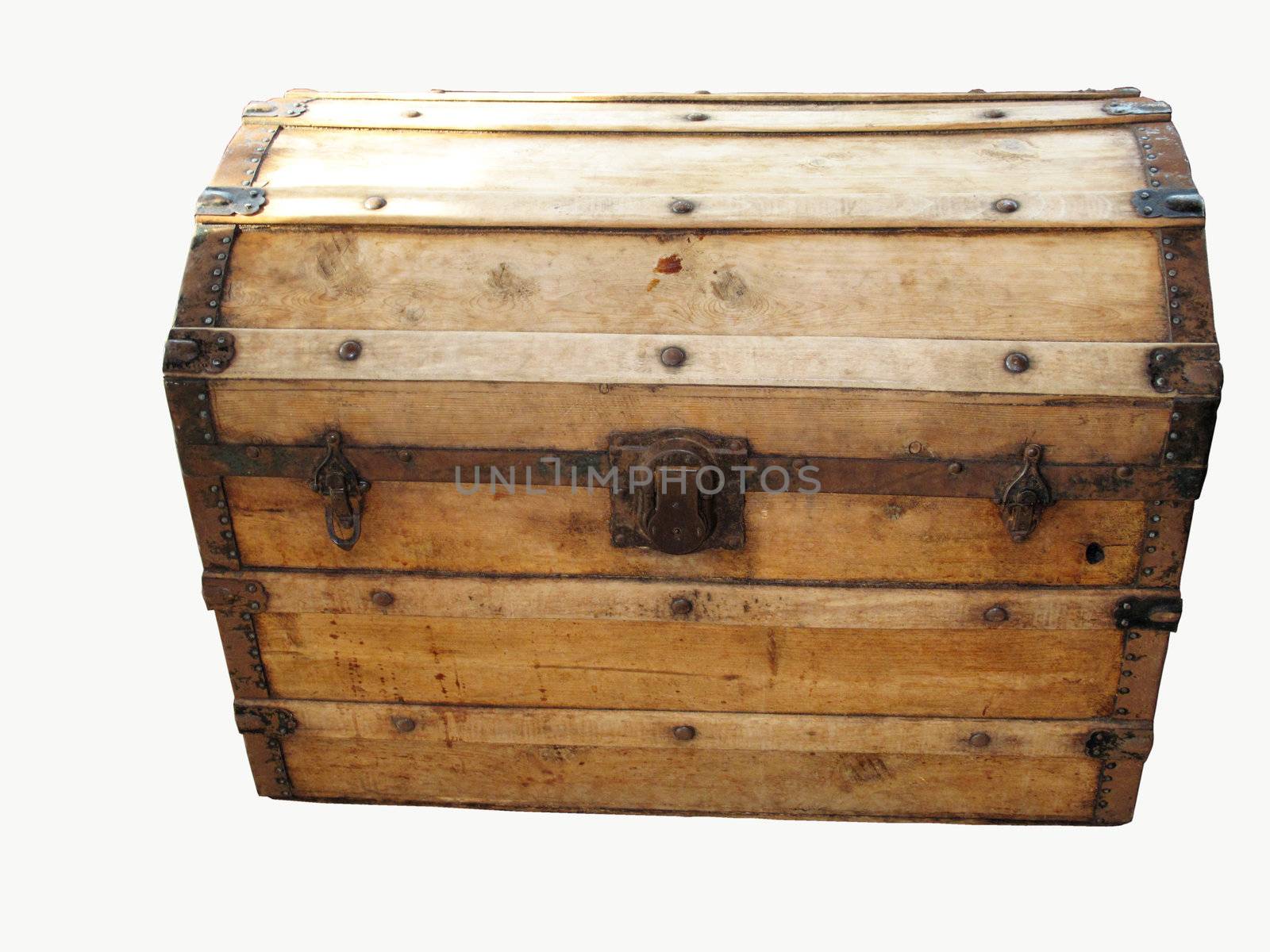  Old wooden chest isolated on the white                              