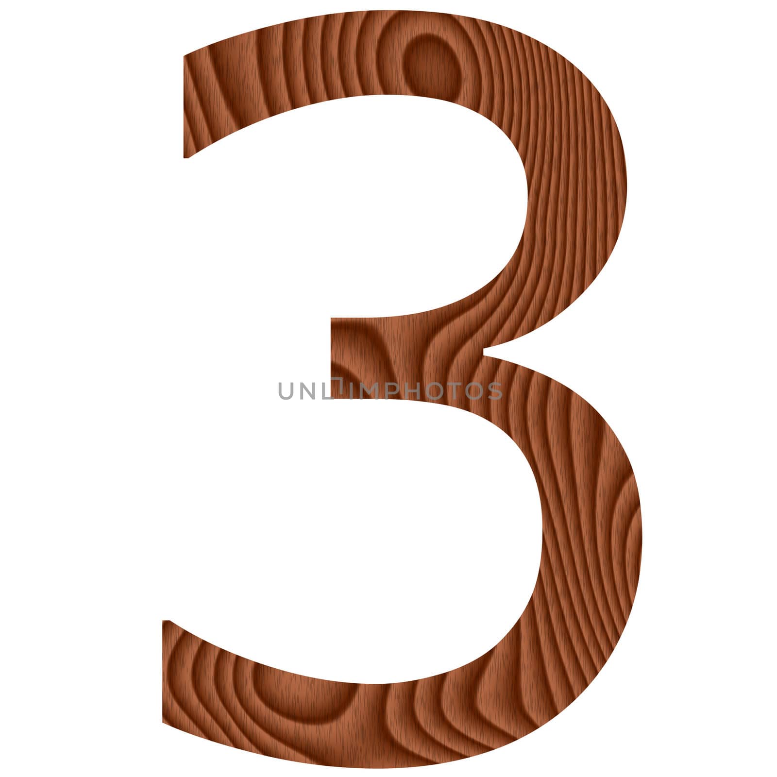 Wooden Number 3 by Georgios