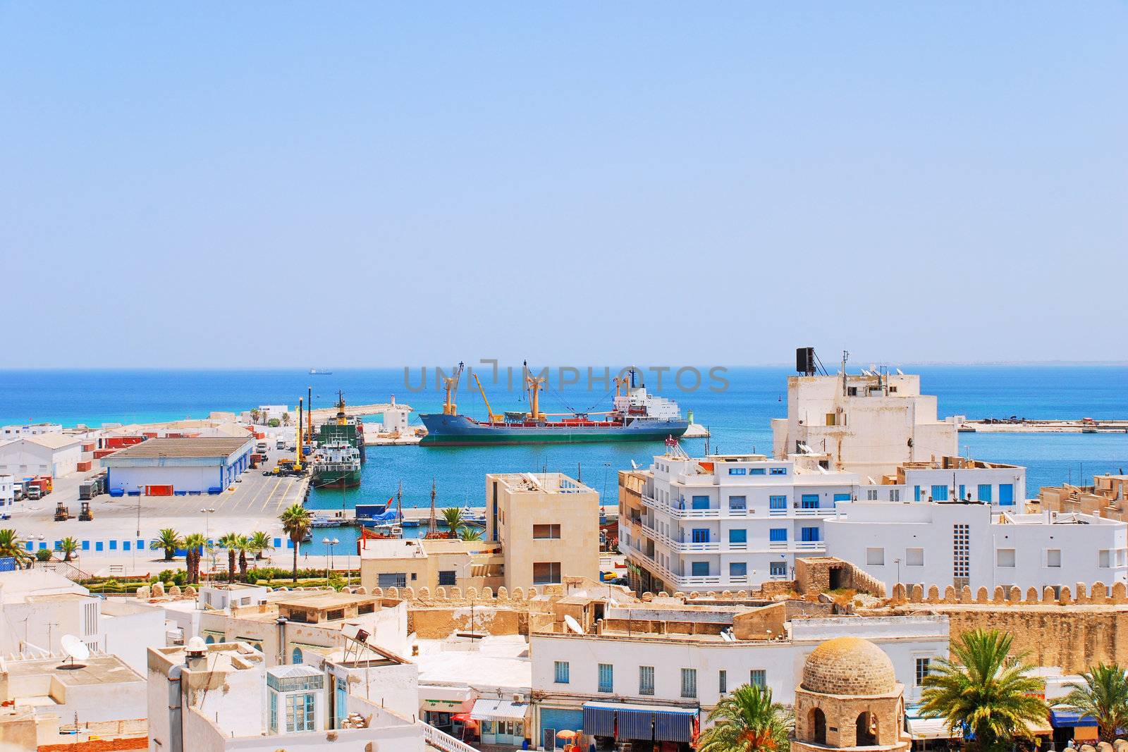 View onto loading port of Sousse, Tunisia
