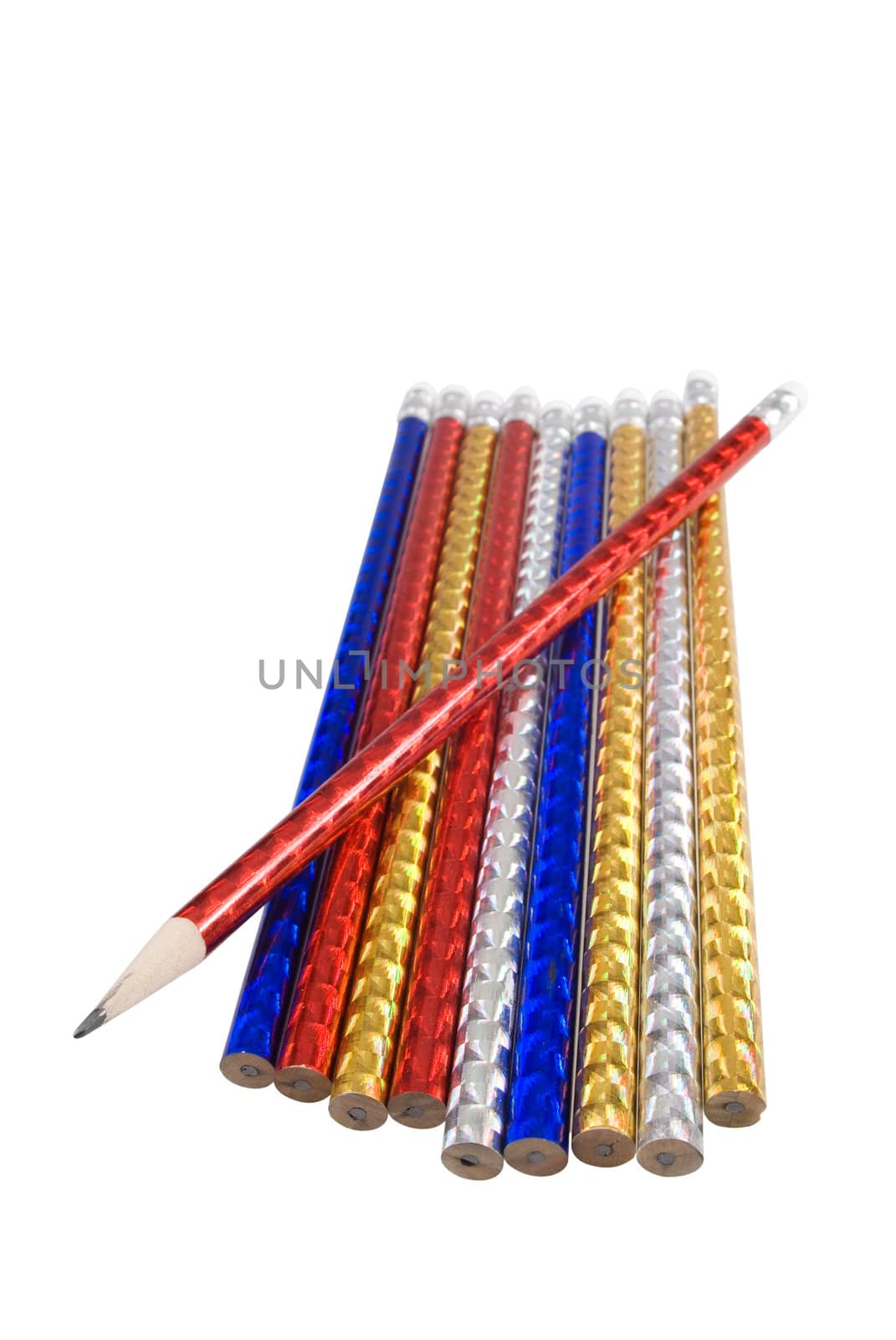 A lot of color pencils isolated on the white  by BIG_TAU