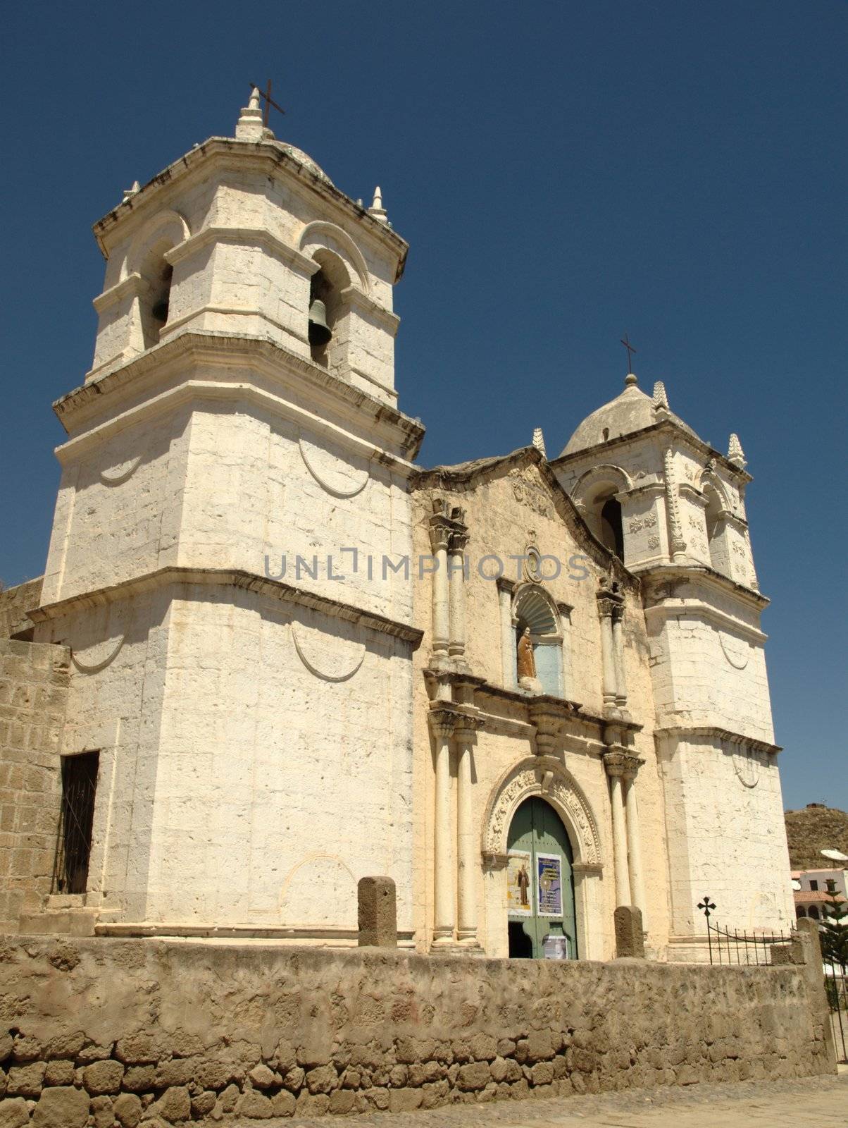 white colonial church in Arequipa