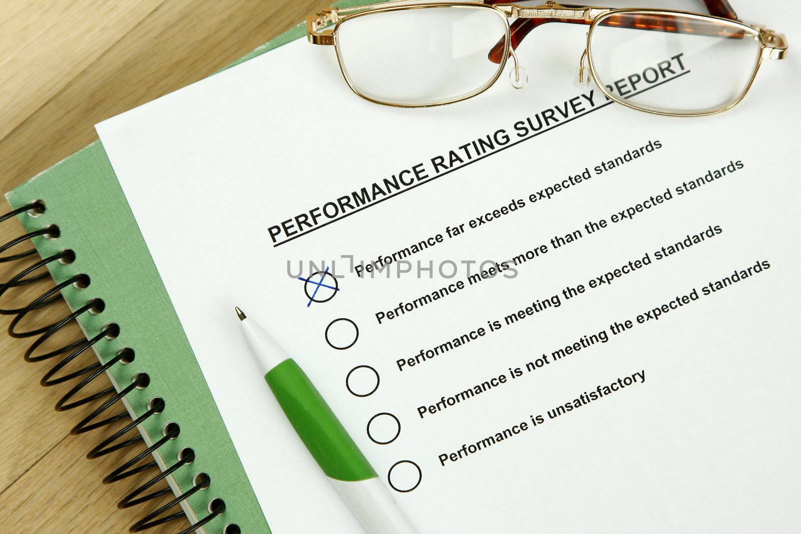 Could be performance appraisal customer service rating business performance evaluation.
