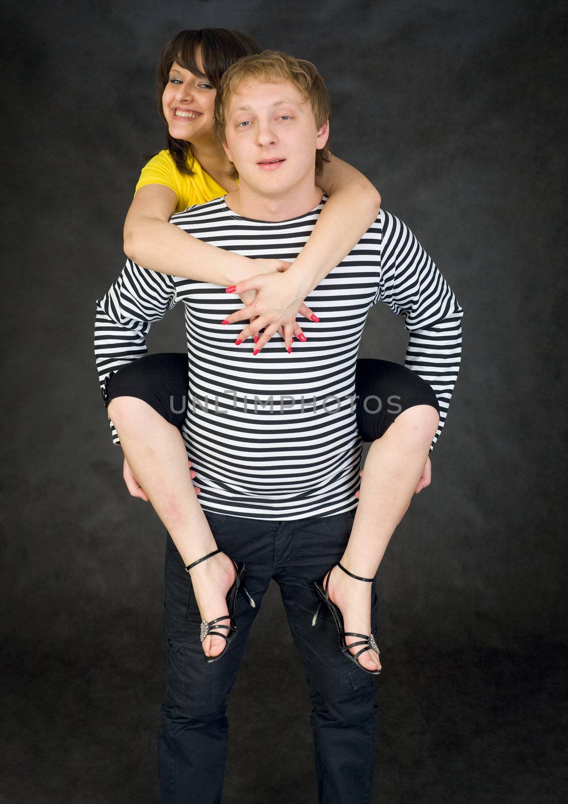 Pair of lovers on the black background