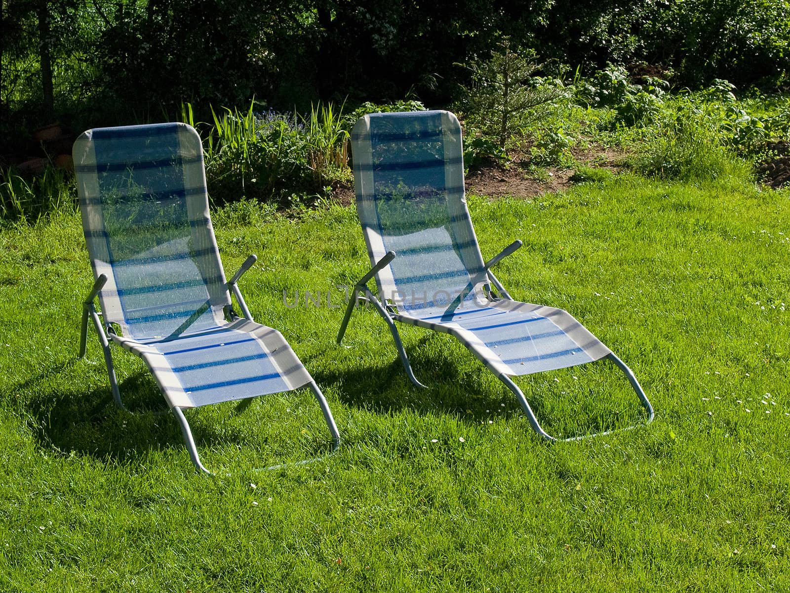 Beautiful garden lawn armchair seating corner for two
