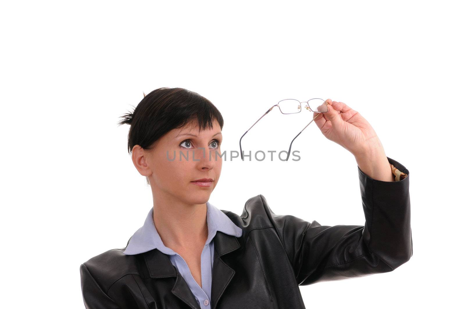 businesswoman with glasses  isolated on white background