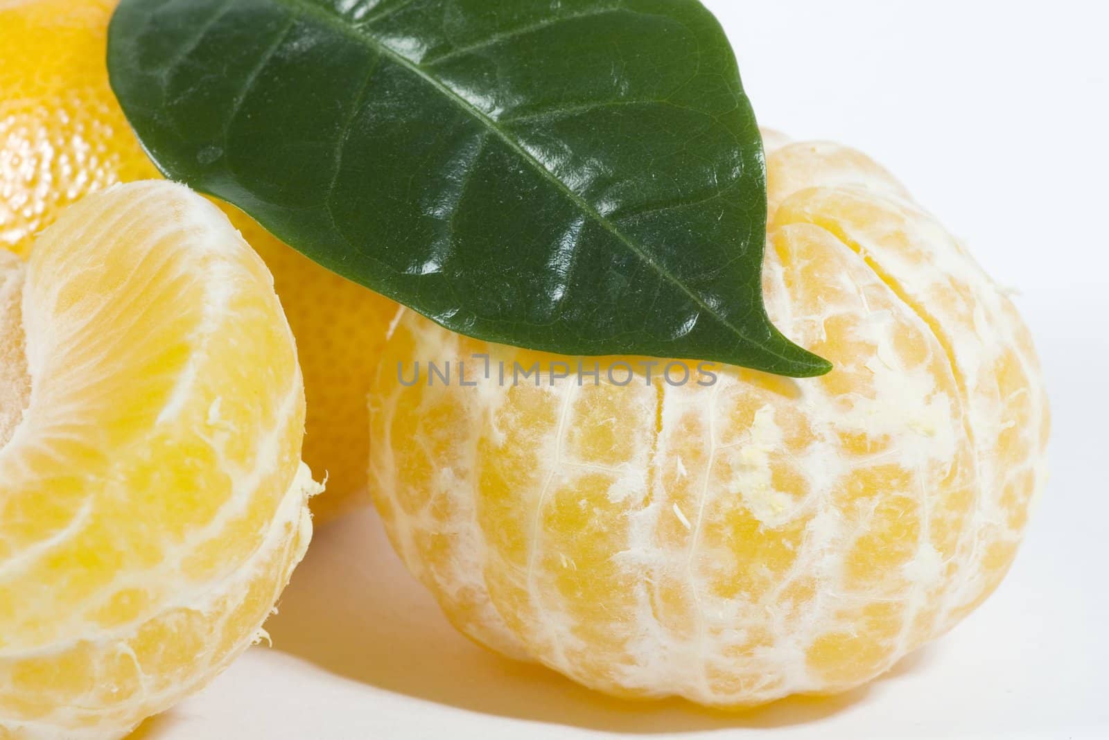orange ripe mandarin on white background by dolnikow