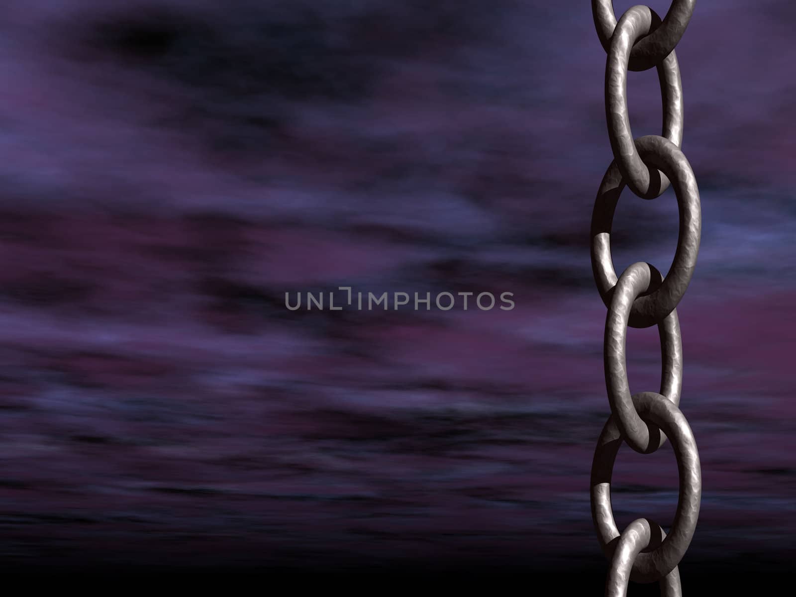 dark sky and a metal chain - 3d illustration