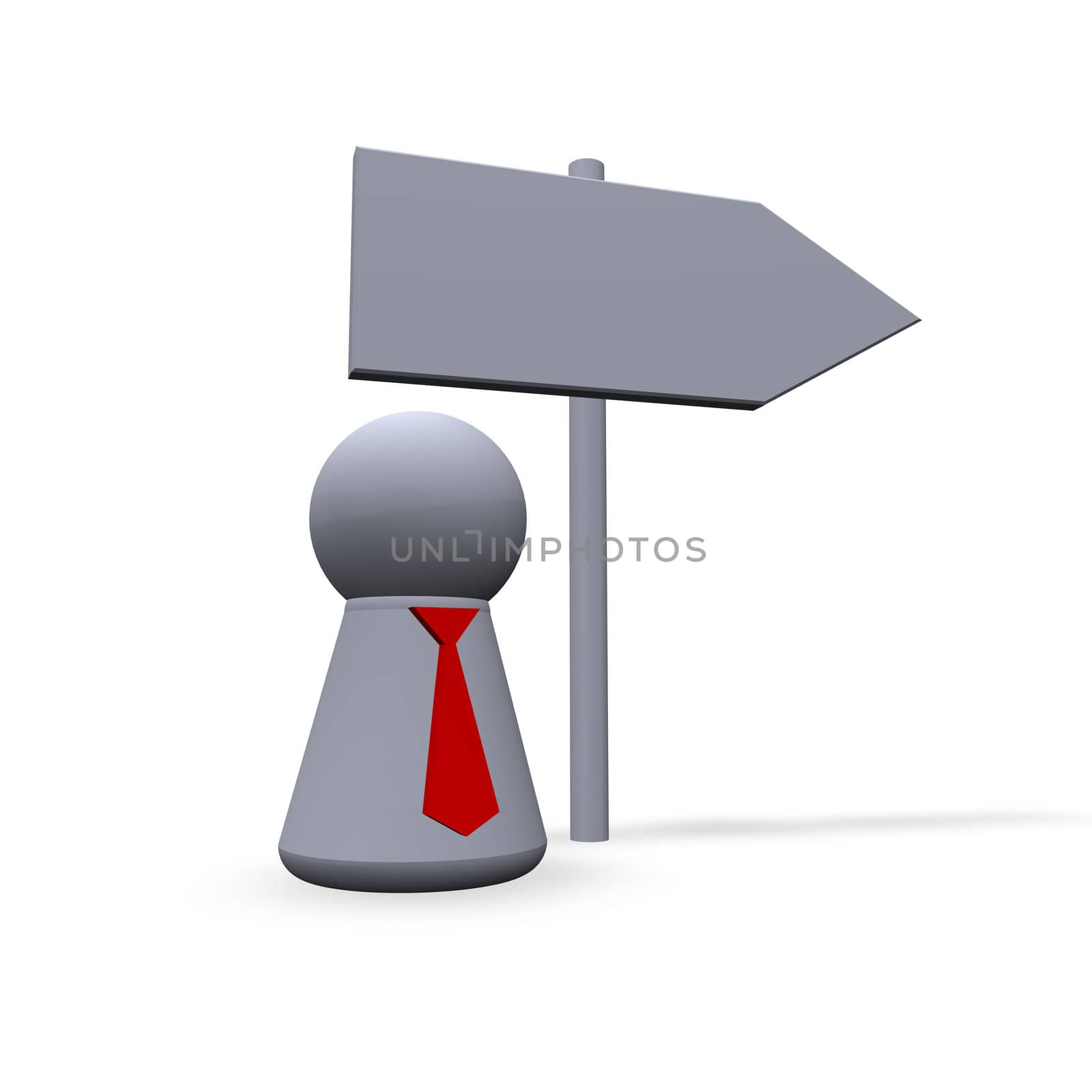 blank sign and play figure with red tie