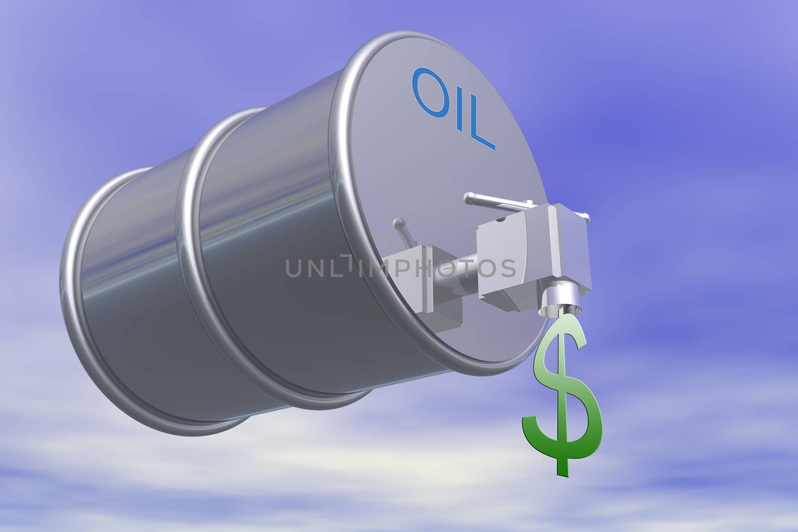 Oil barrel with dollar sign and valve