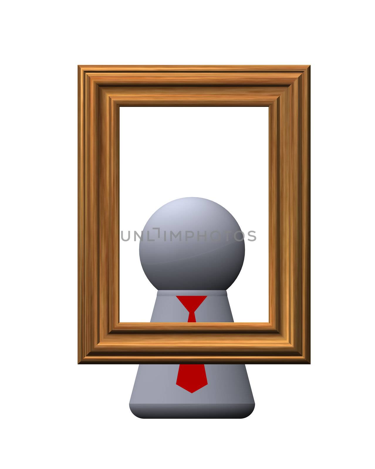play figure with red tie and pictureframe