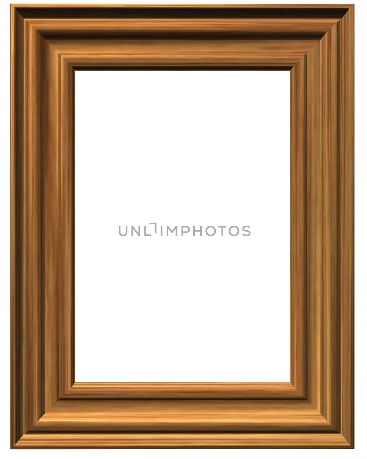 wooden pictureframe on white background