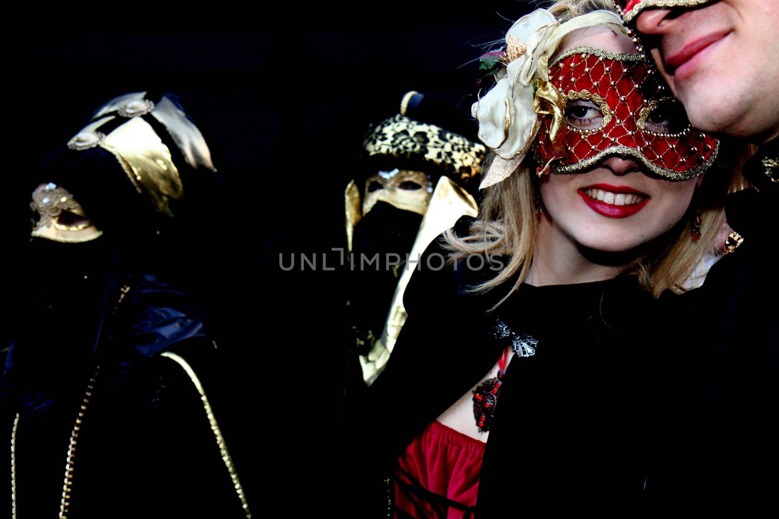 Lady with a red mask at Venice by allg