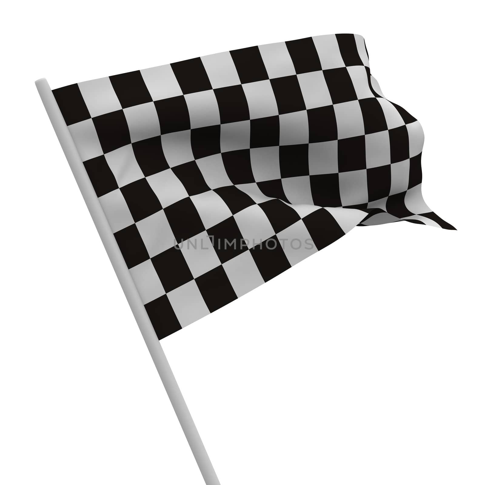 finishing checkered flag on white background. Isolated 3D image