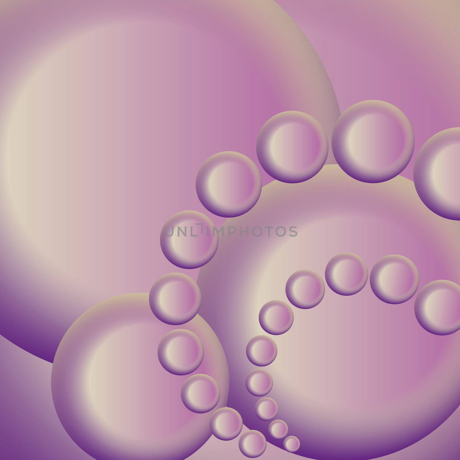 future purple 3d shapes with spiral shaped circles 
