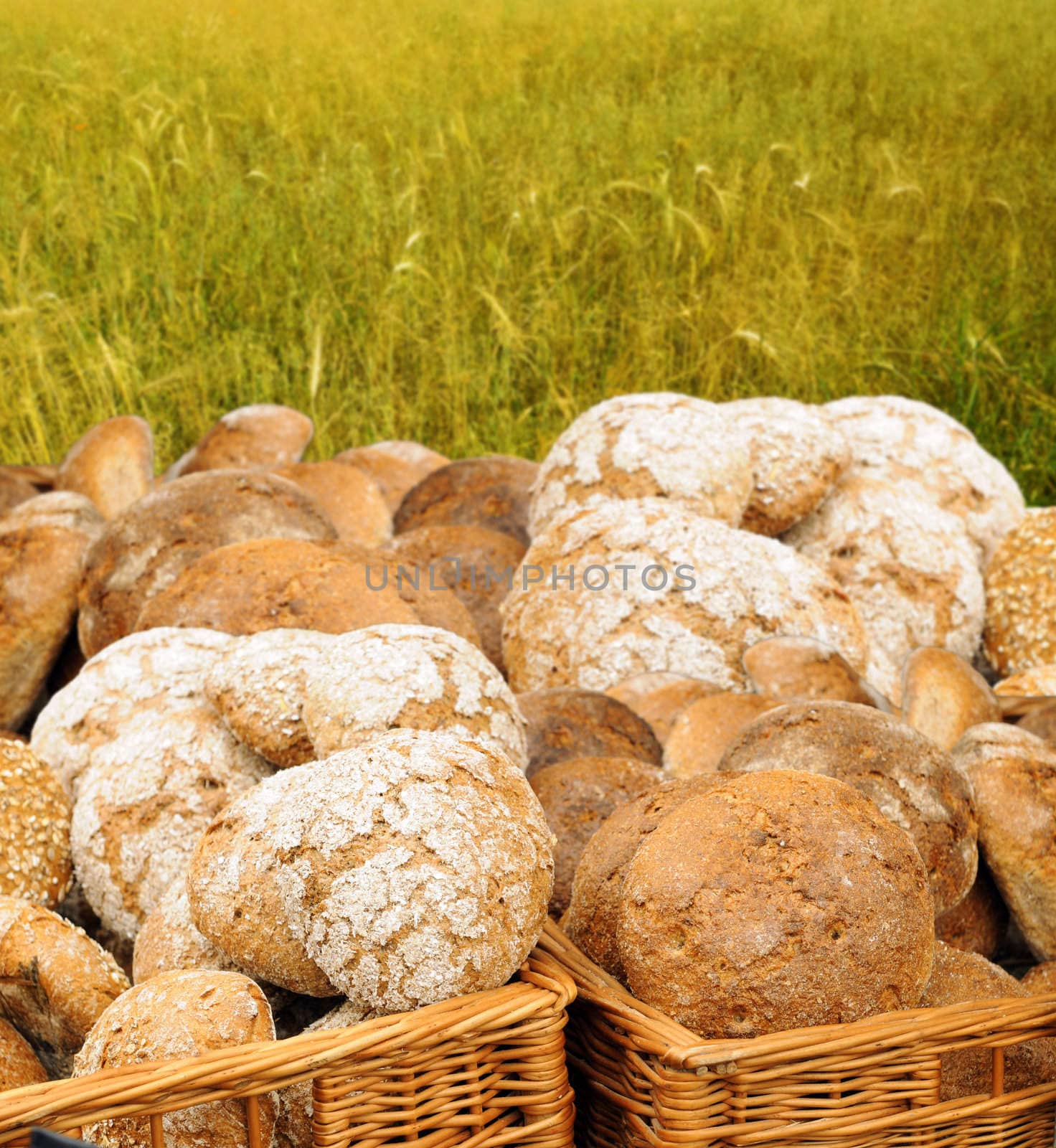 Bread basket with cereal in the background