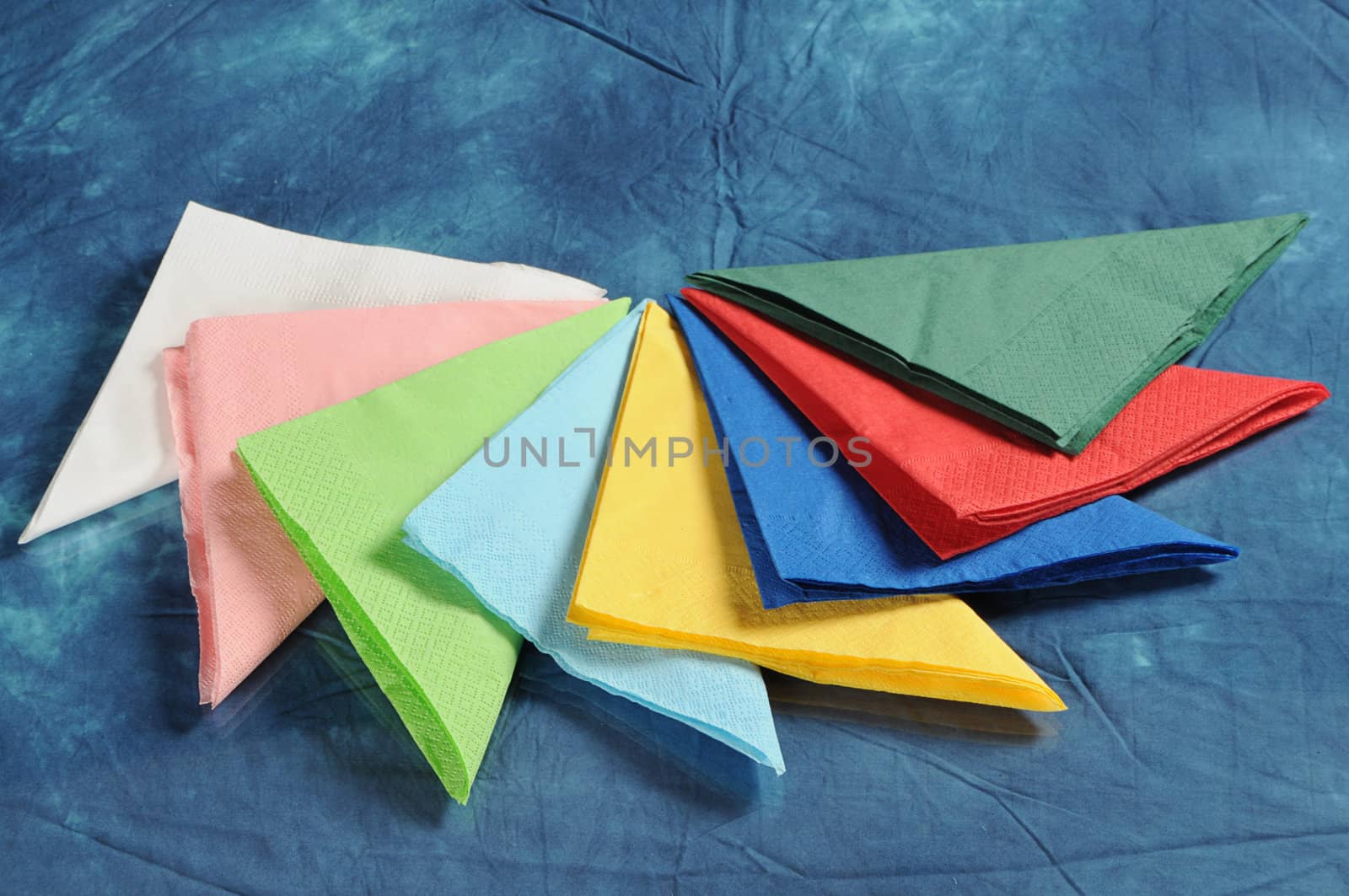 A set of colored napkins