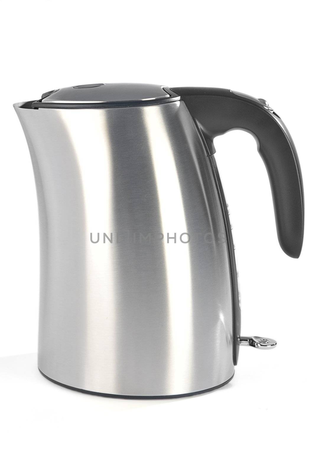 Metallic electric kettle isolated on white background